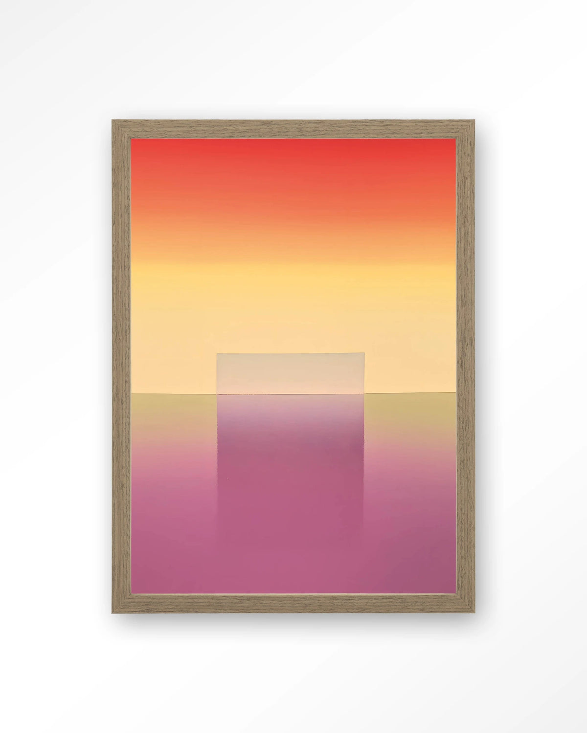 Gradient 1 – abstract kleurverloop roze en oranje – Art print – Hout bruin