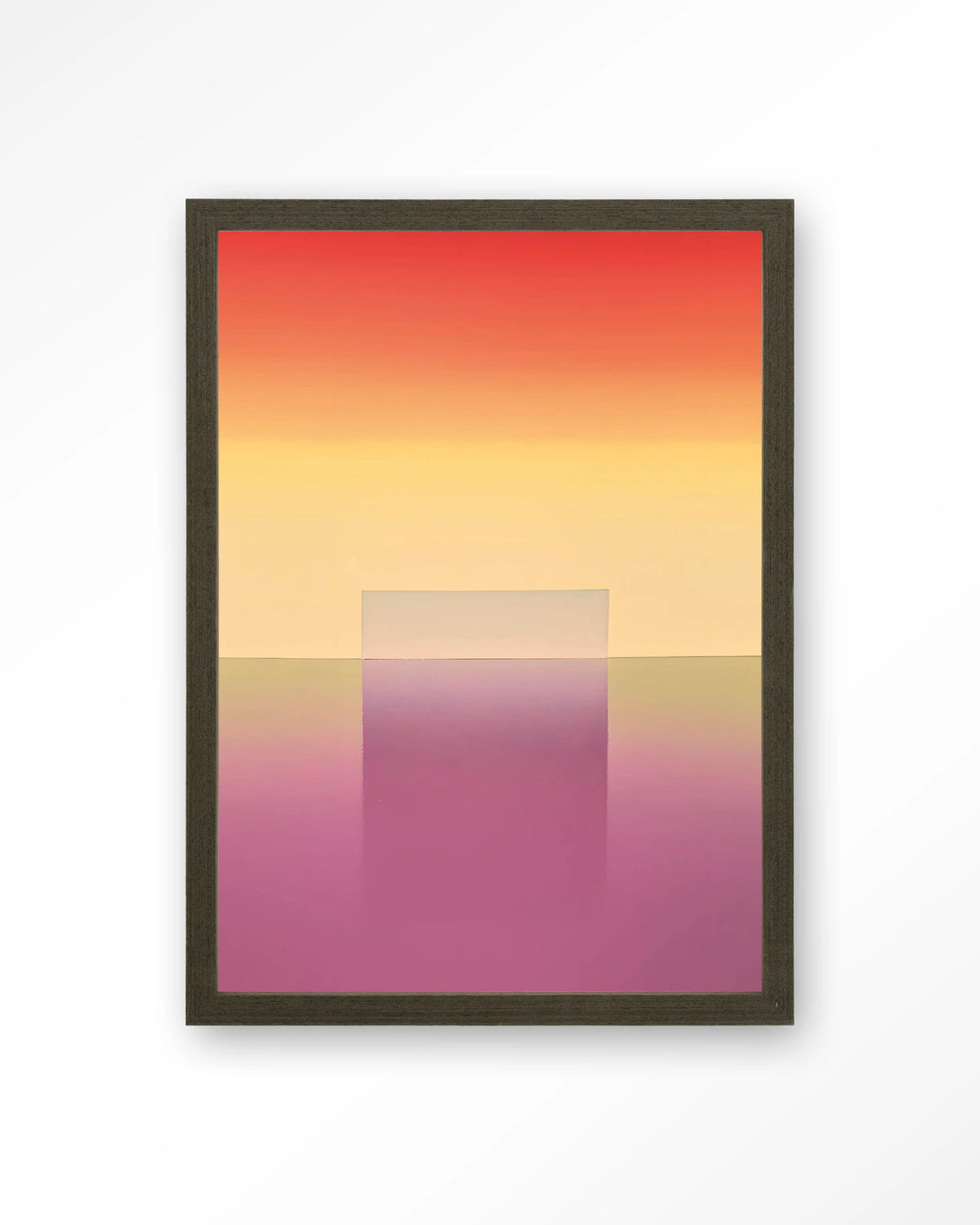 Gradient 1 – abstract kleurverloop roze en oranje – Art print – Hout donkerbruin