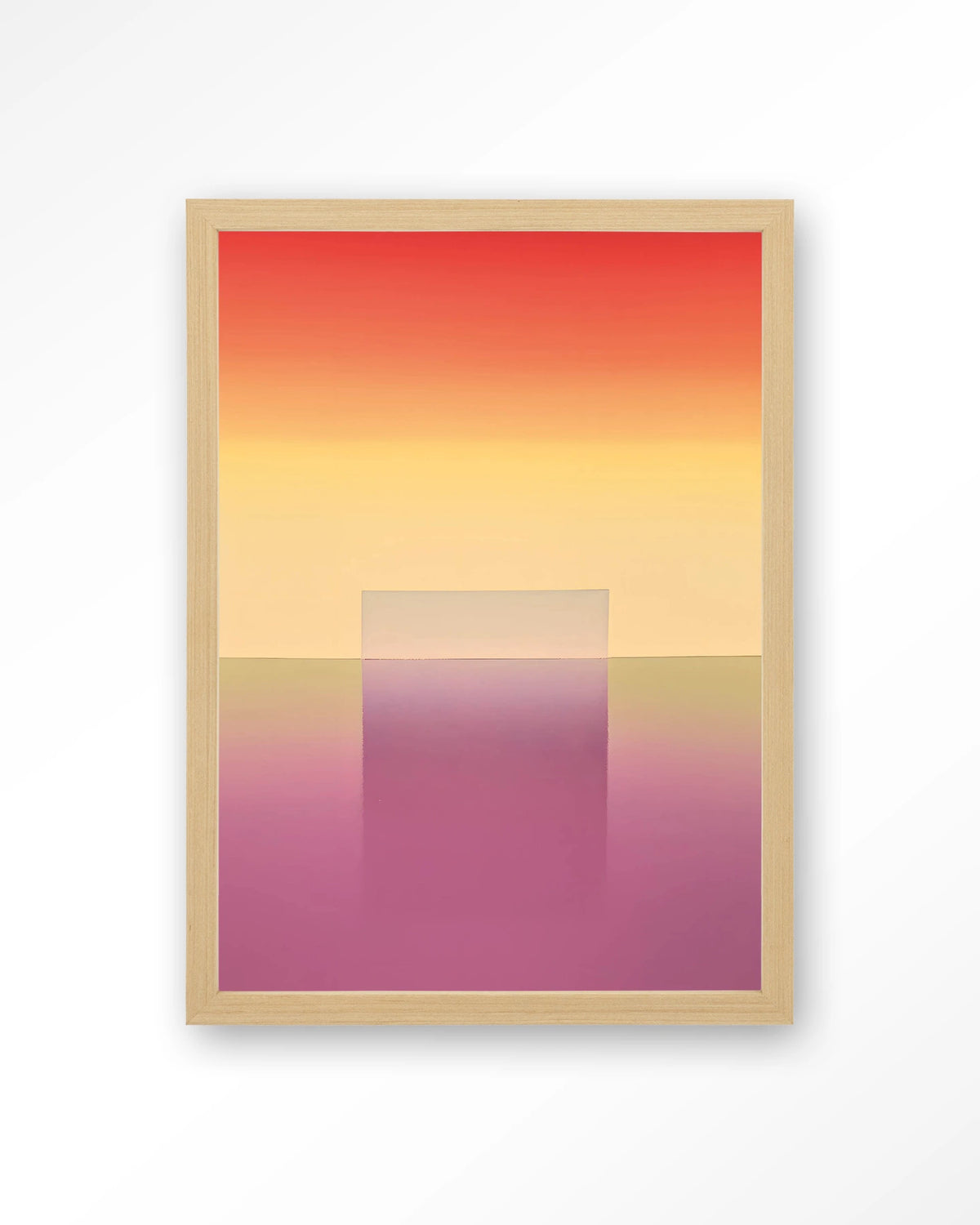 Gradient 1 – abstract kleurverloop roze en oranje – Art print – Hout naturel