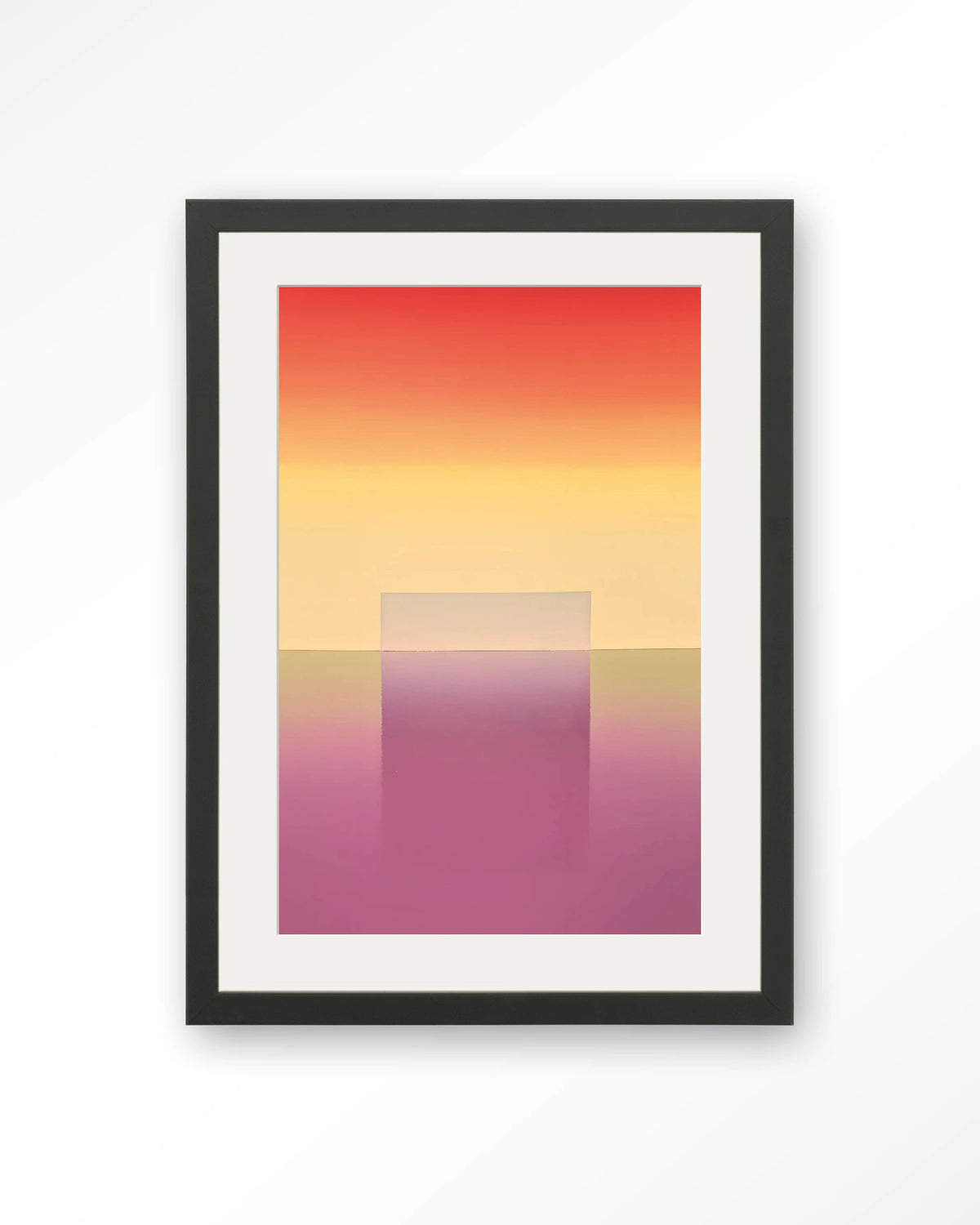 Gradient 1 – abstract kleurverloop roze en oranje – Art print – Hout zwart + passe-partout
