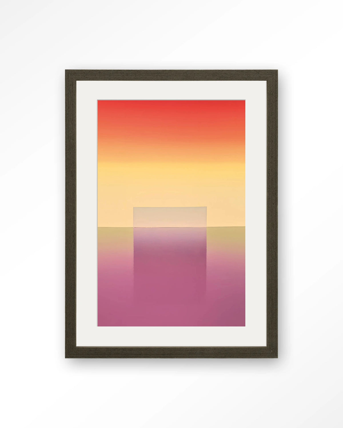 Gradient 1 – abstract kleurverloop roze en oranje – Art print – Hout donkerbruin + passe-partout