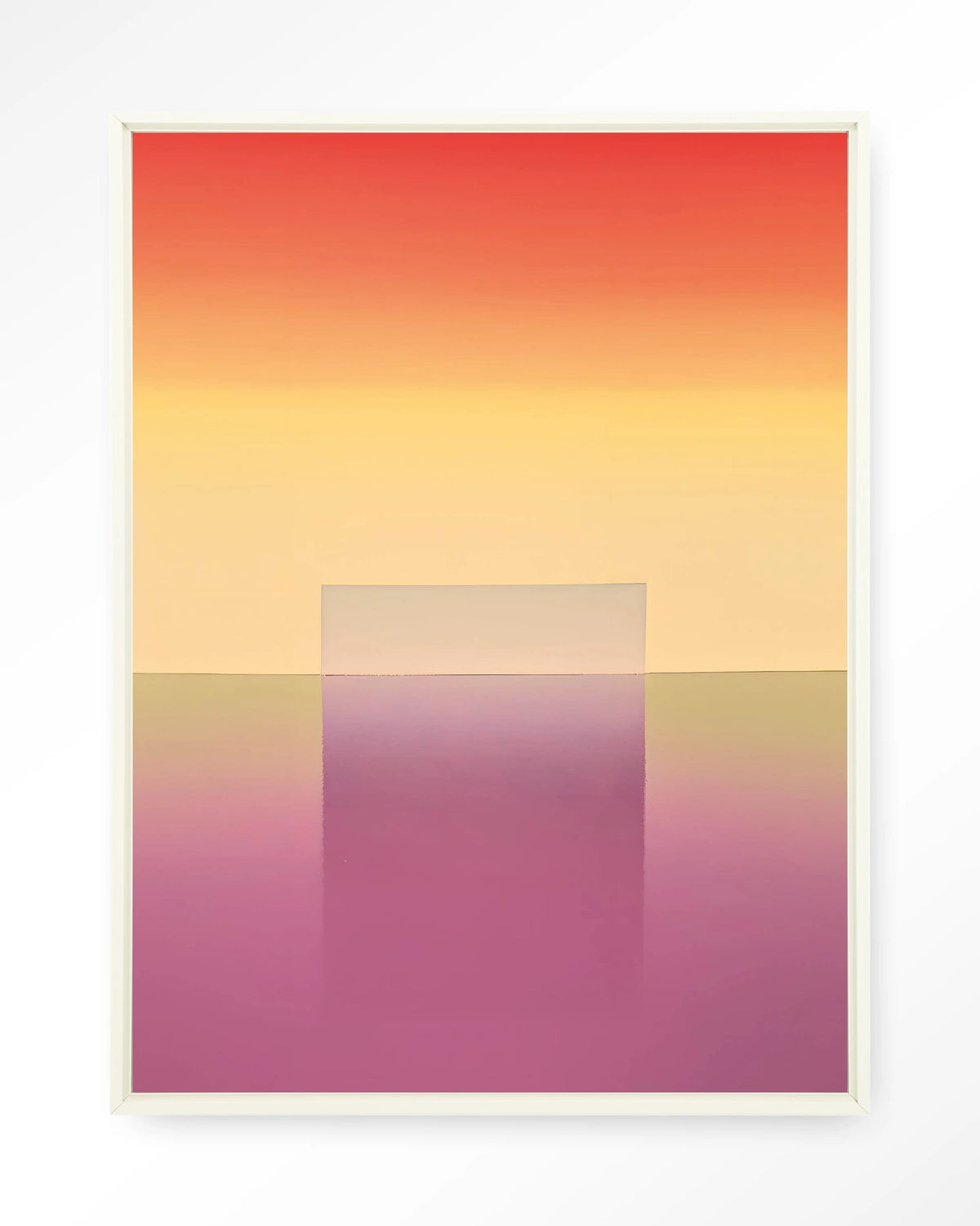 Gradient 1 – abstract kleurverloop roze en oranje – Wandkleed – Floating frame – wit
