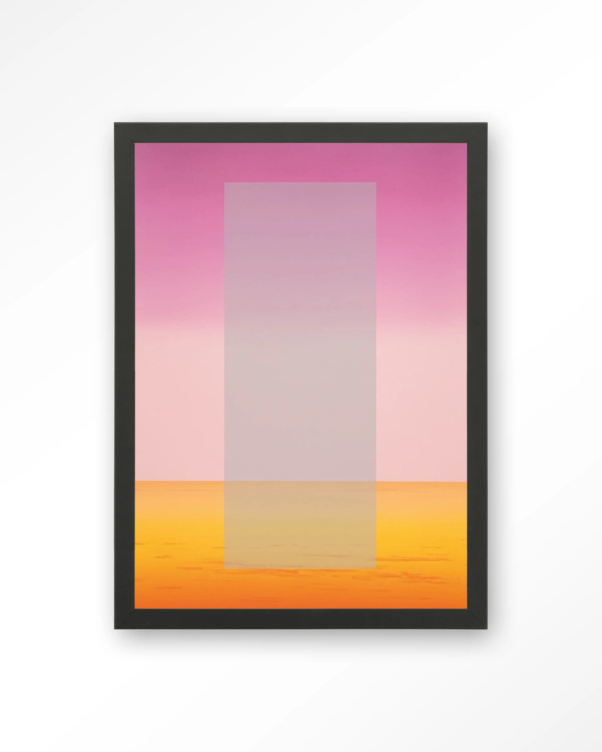 Gradient 2 – kleurverloop in roze en oranje – Art print – Hout zwart