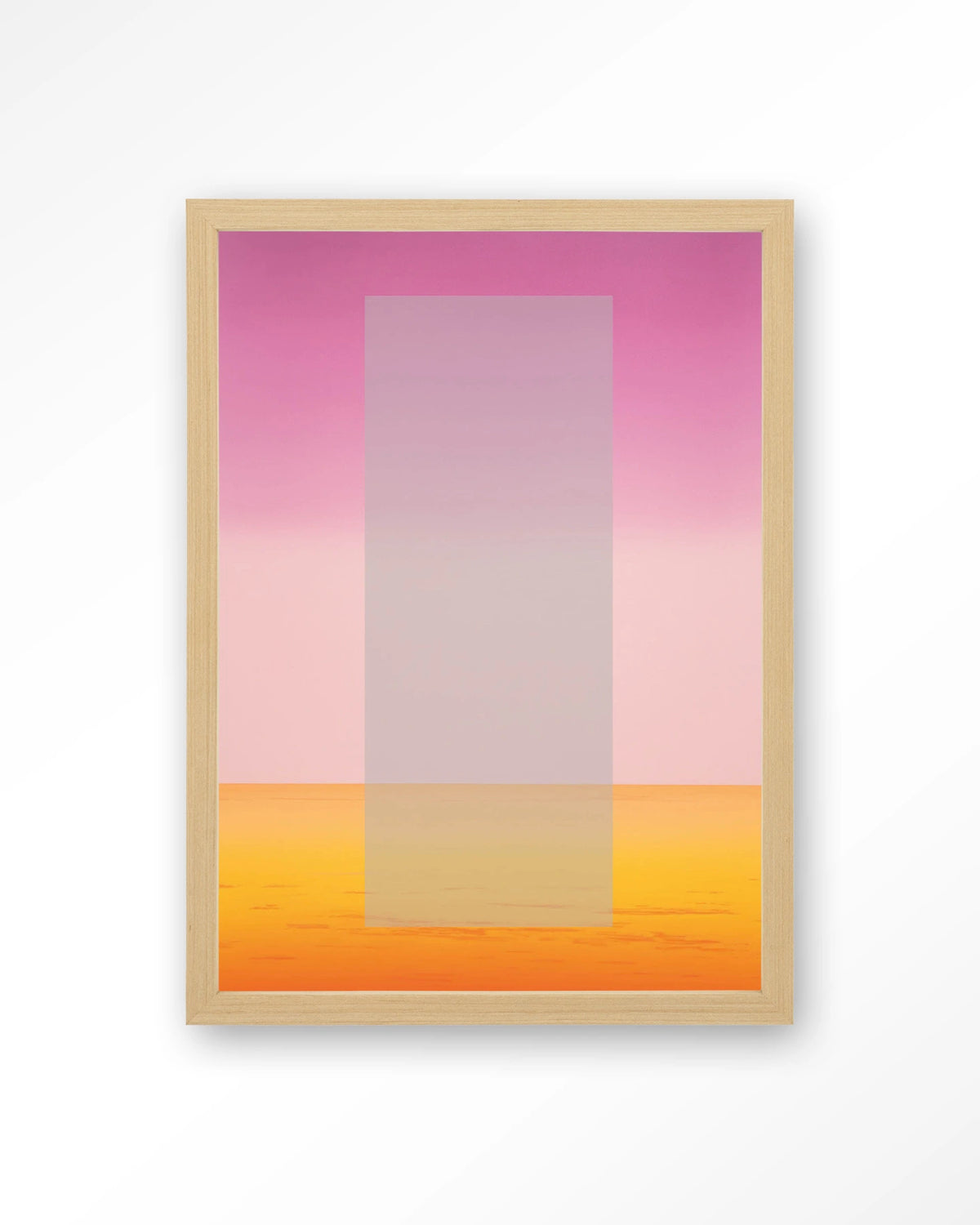 Gradient 2 – kleurverloop in roze en oranje – Art print – Hout naturel