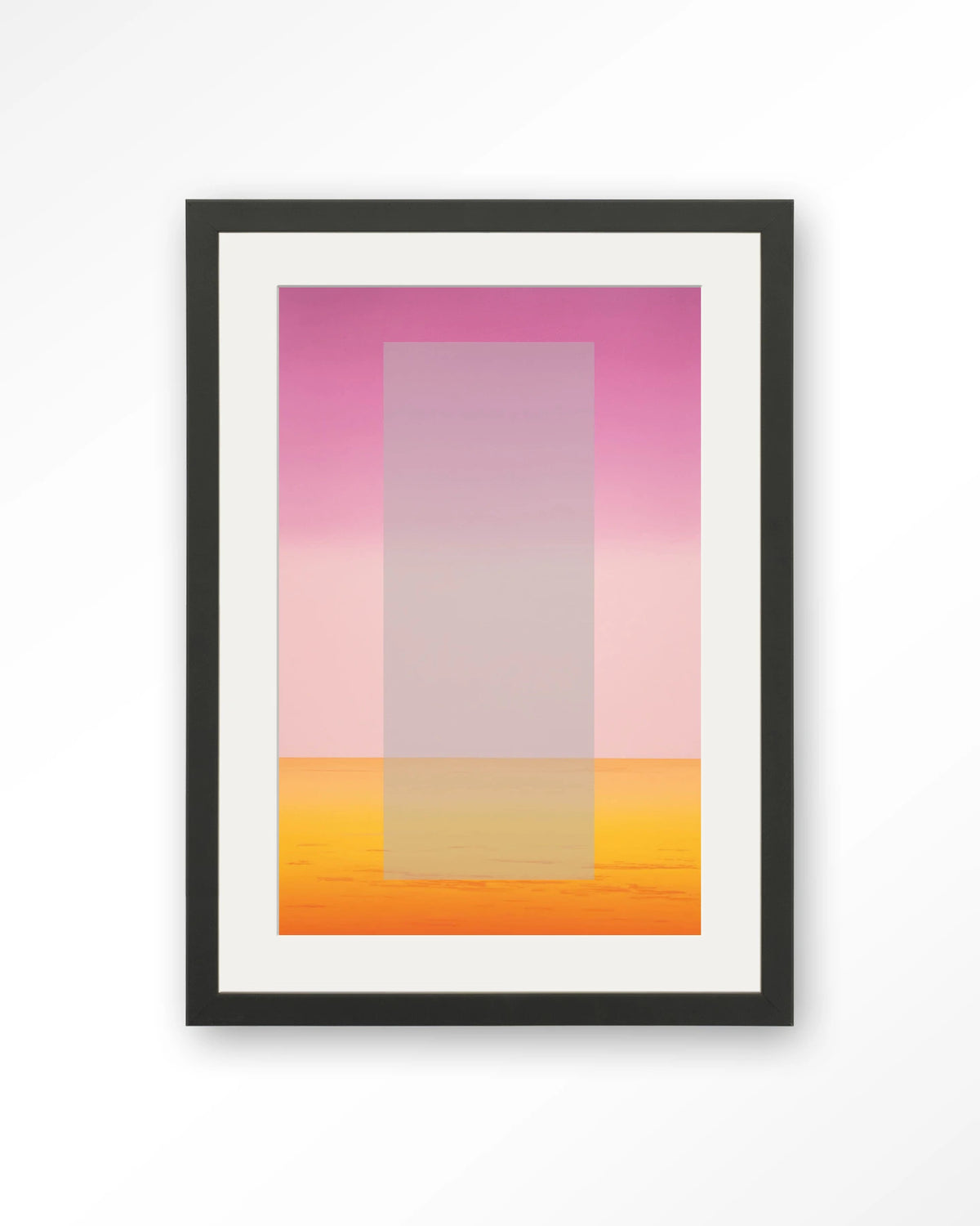 Gradient 2 – kleurverloop in roze en oranje – Art print – Hout zwart + passe-partout