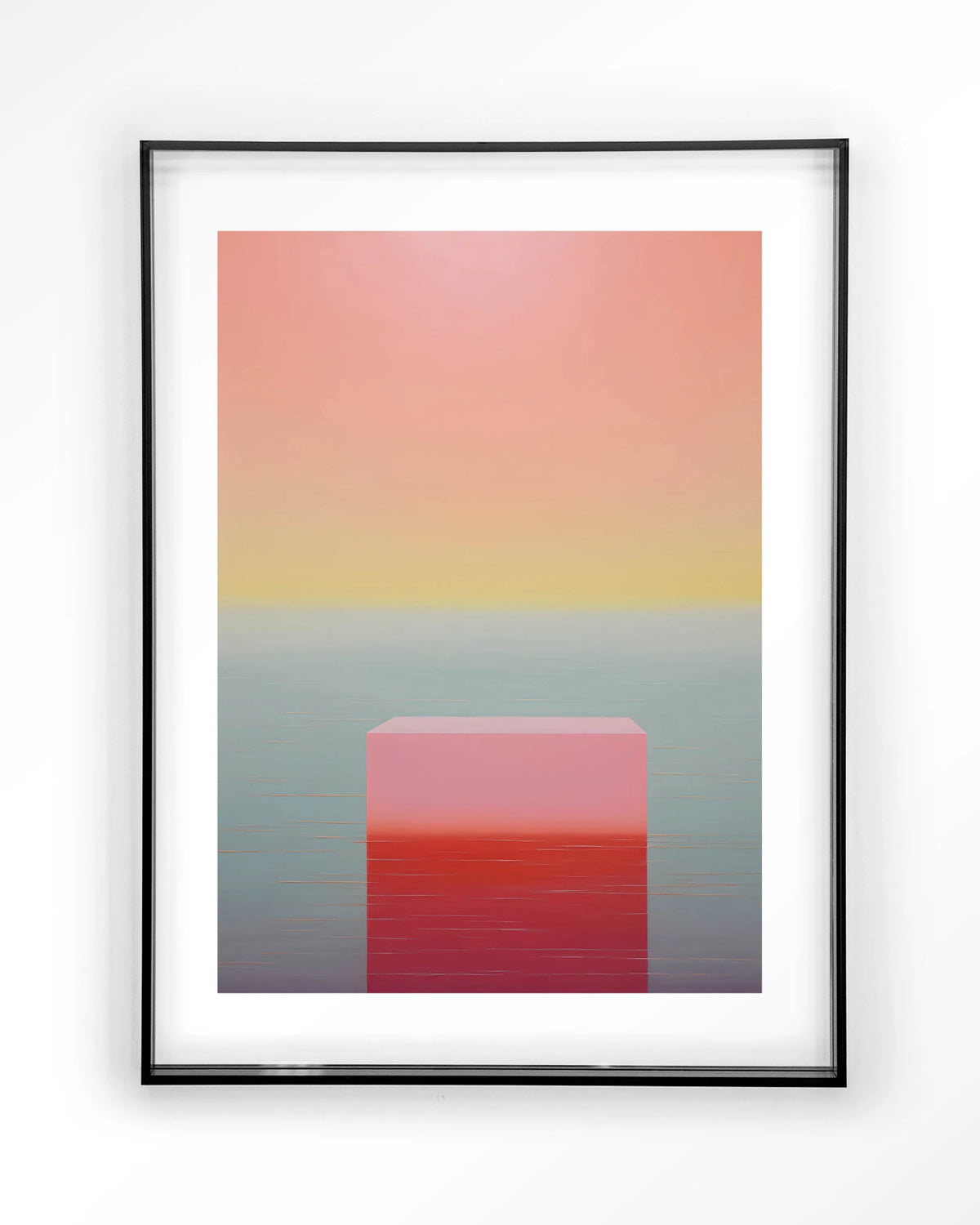 Gradient 3 – kleurverloop in roze en geel – Art print – Acryl zwart