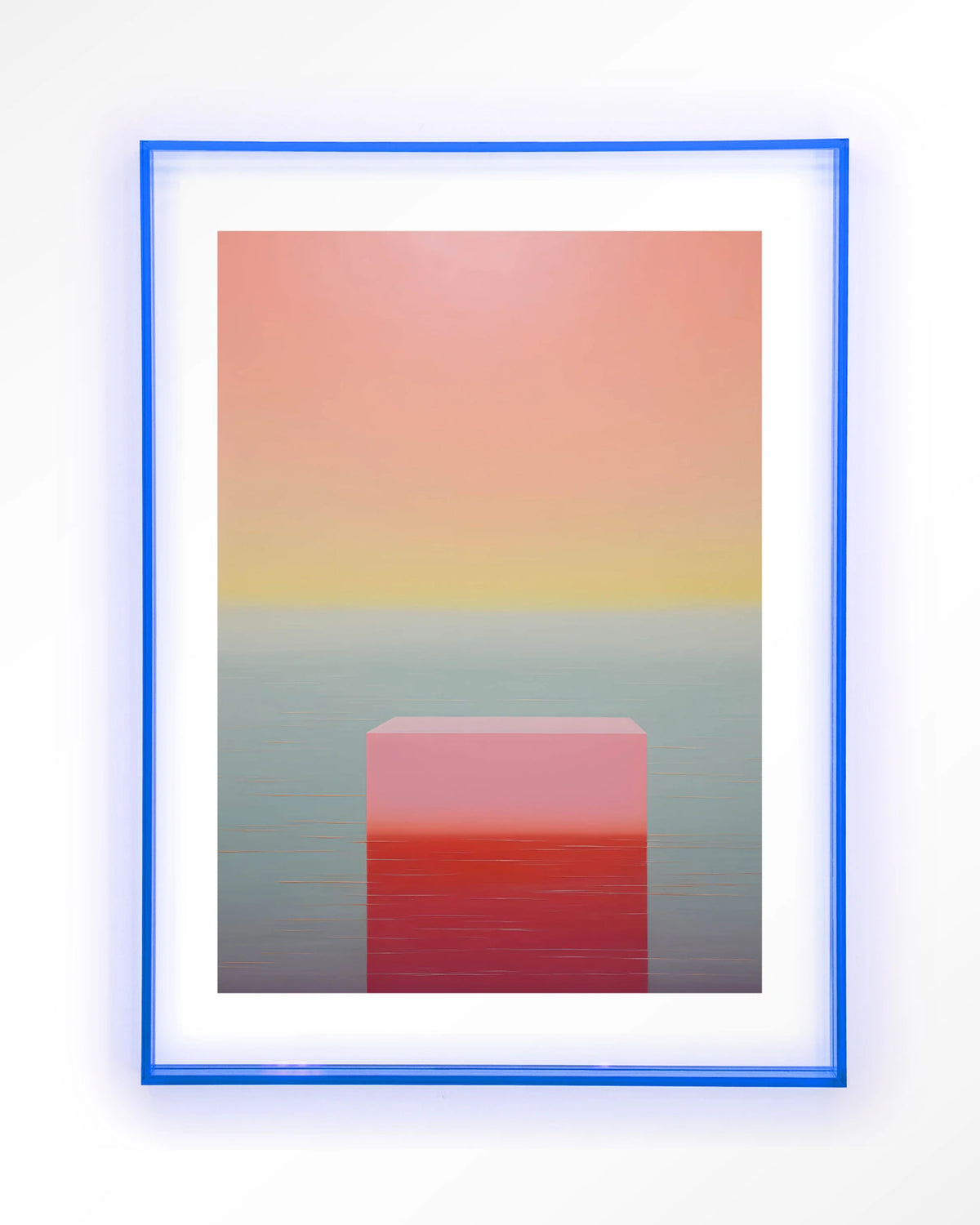 Gradient 3 – kleurverloop in roze en geel – Art print – Acryl lichtblauw
