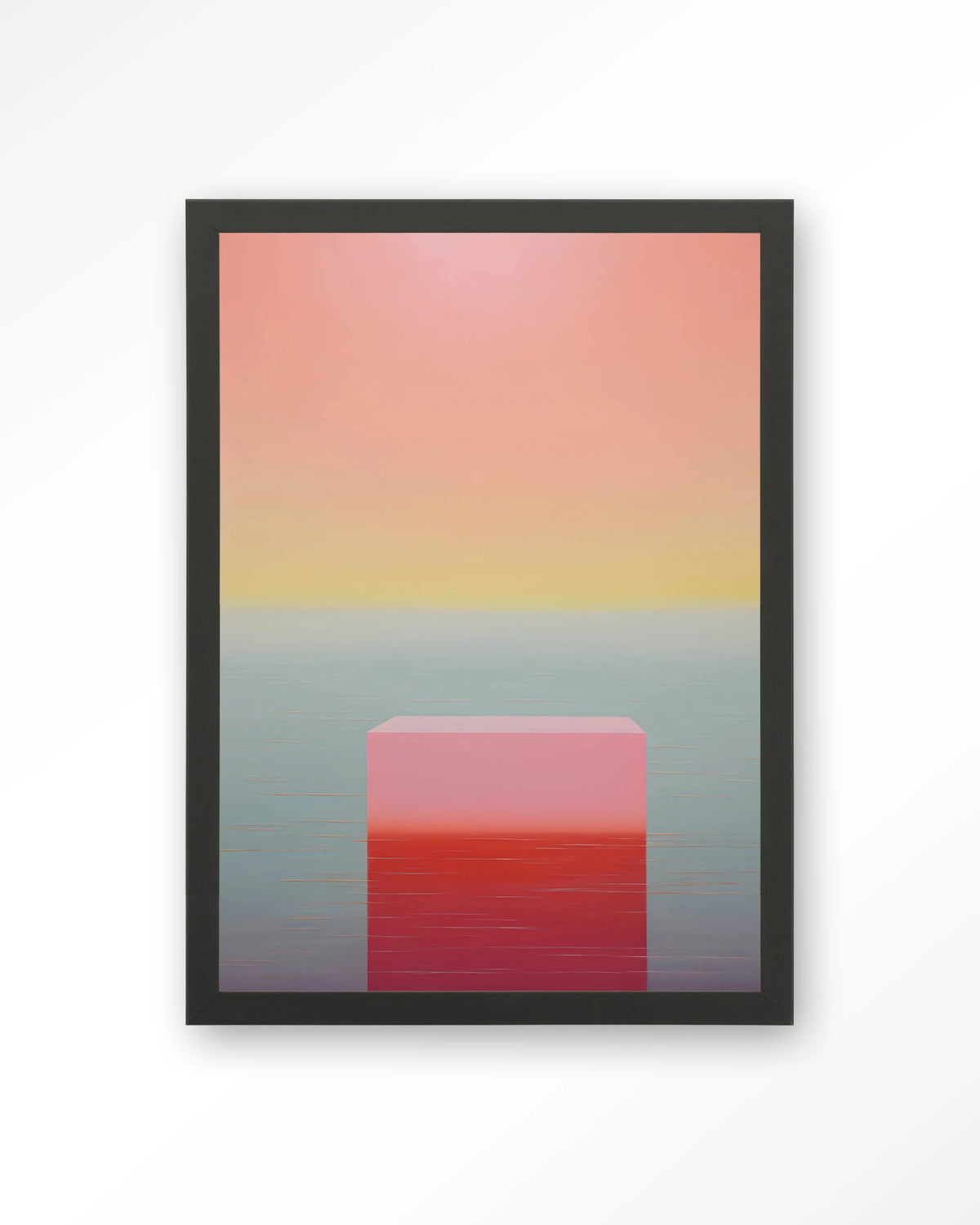 Gradient 3 – kleurverloop in roze en geel – Art print – Hout zwart