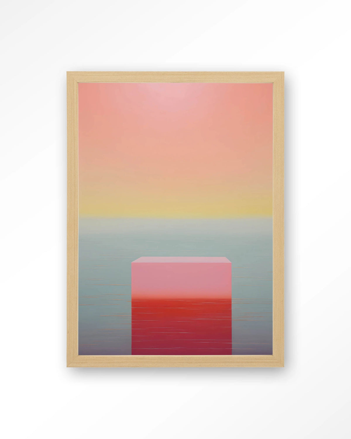 Gradient 3 – kleurverloop in roze en geel – Art print – Hout naturel