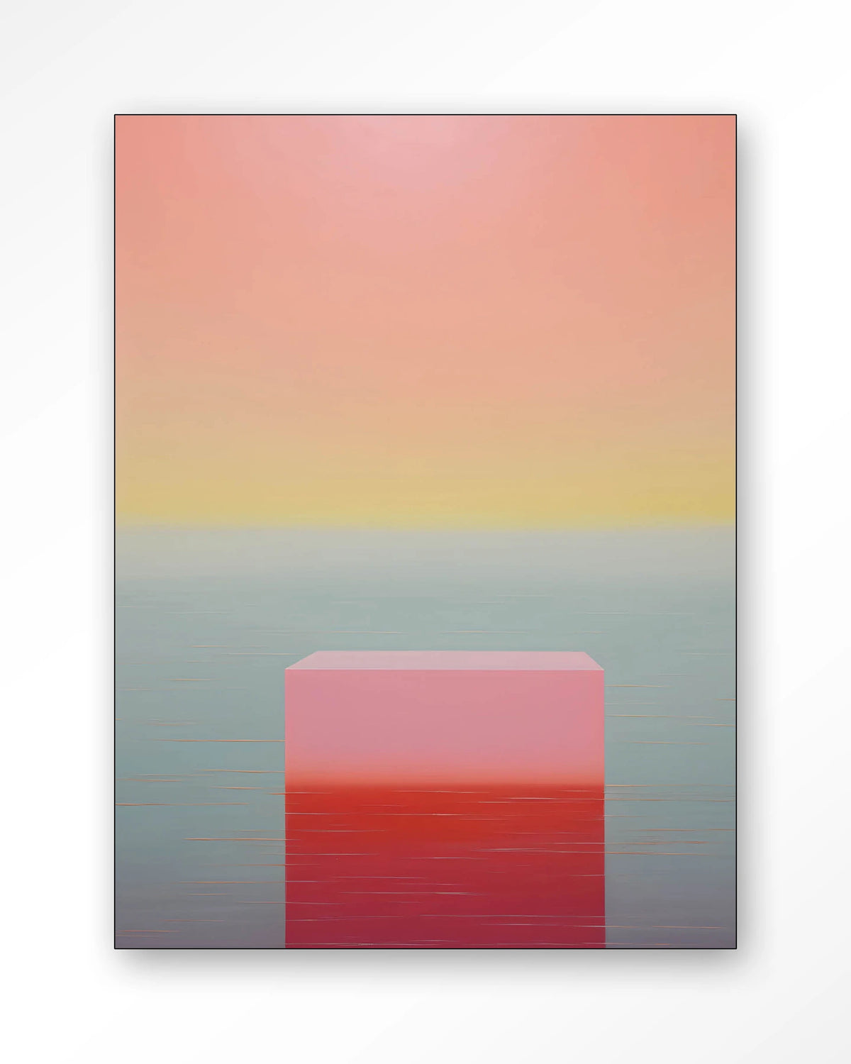 Gradient 3 – kleurverloop in roze en geel – Wandkleed – Frame – zwart