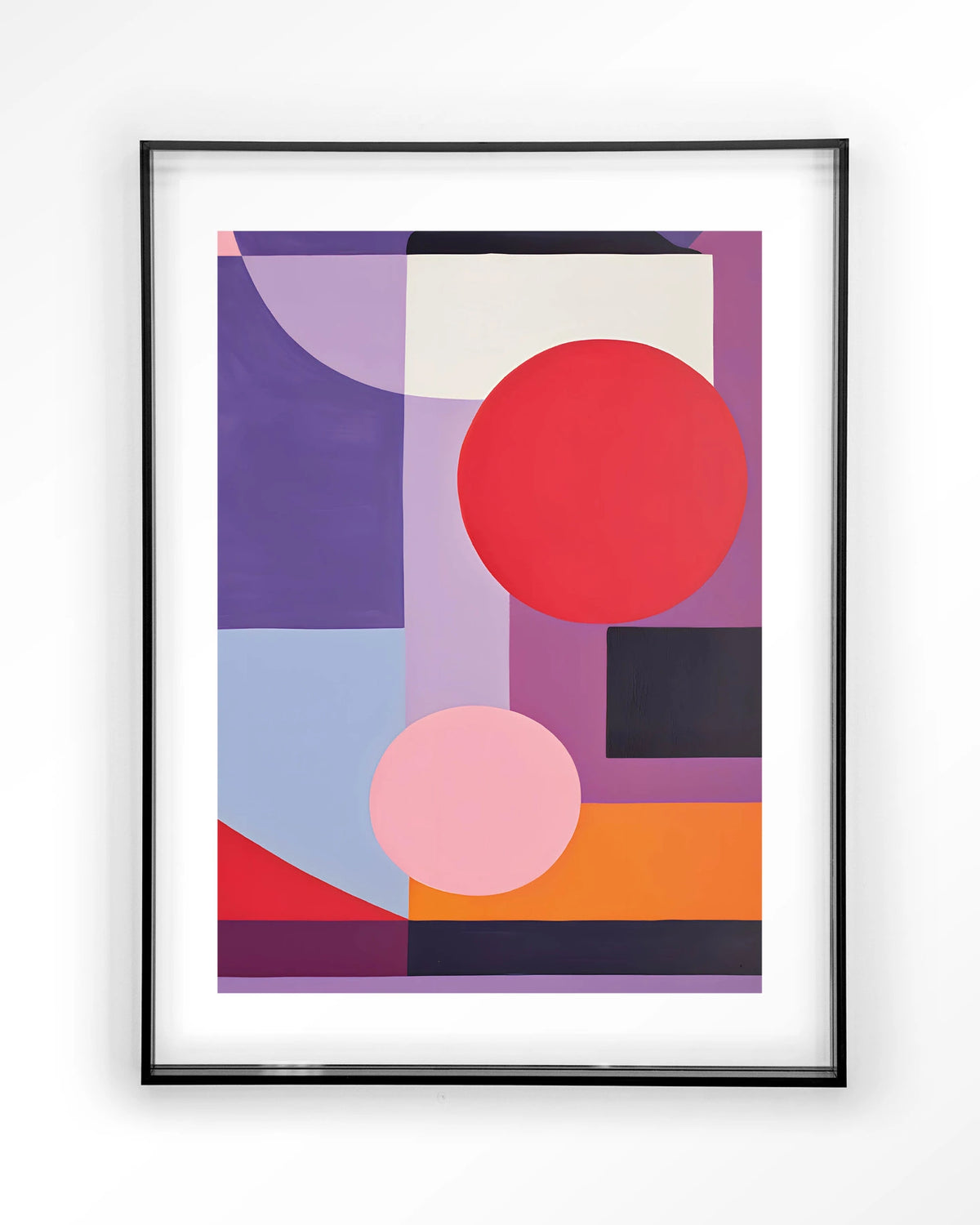 Attraction – geometrisch abstract in paars en rood – Art print – Acryl zwart