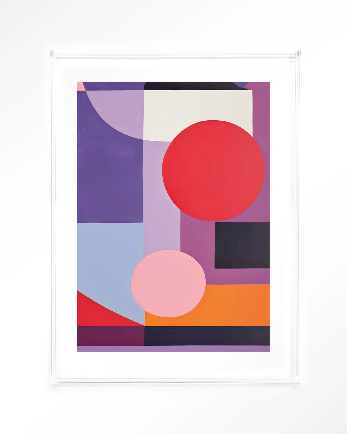 Attraction – geometrisch abstract in paars en rood – Art print – Acryl doorzichtig