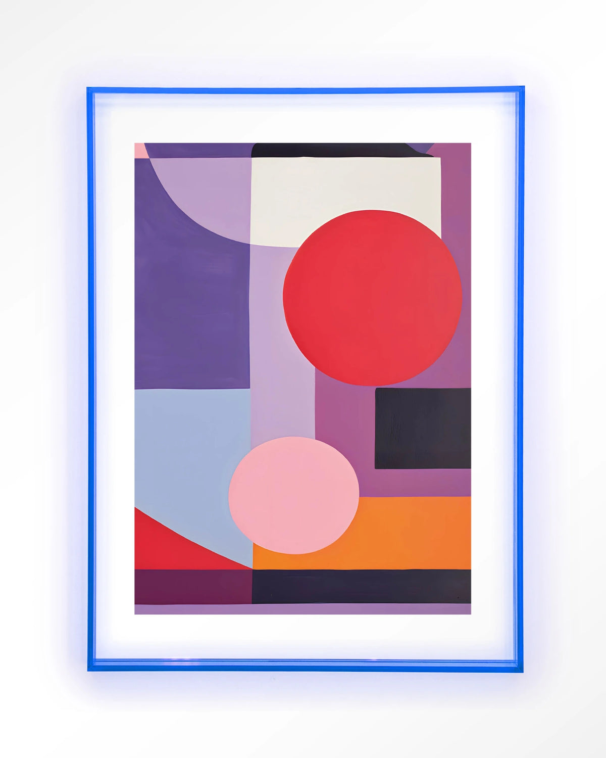 Attraction – geometrisch abstract in paars en rood – Art print – Acryl lichtblauw