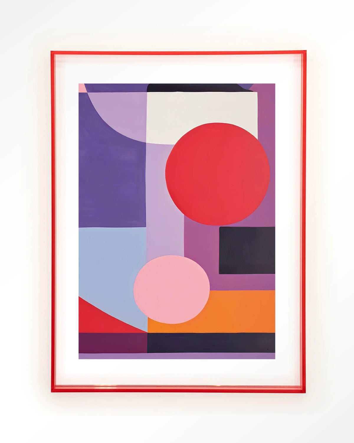 Attraction – geometrisch abstract in paars en rood – Art print – Acryl roze