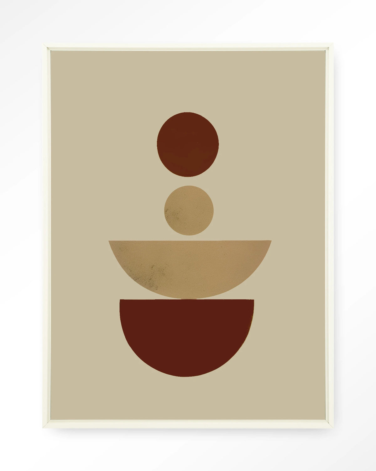 Forma 1 Red – abstract met halve cirkels in rood en beige – Wandkleed – Floating frame – wit