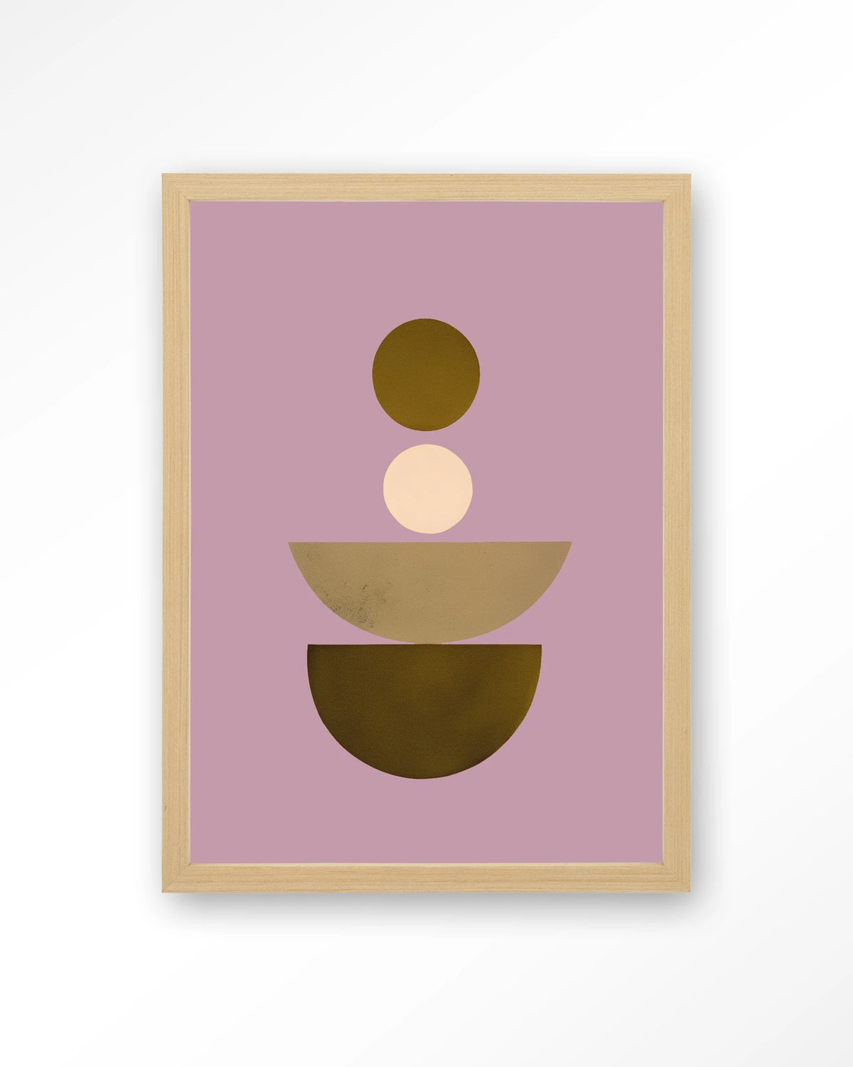 Forma 1 Lilac Wandkleed – abstracte vormen op lila – Art print – Hout naturel