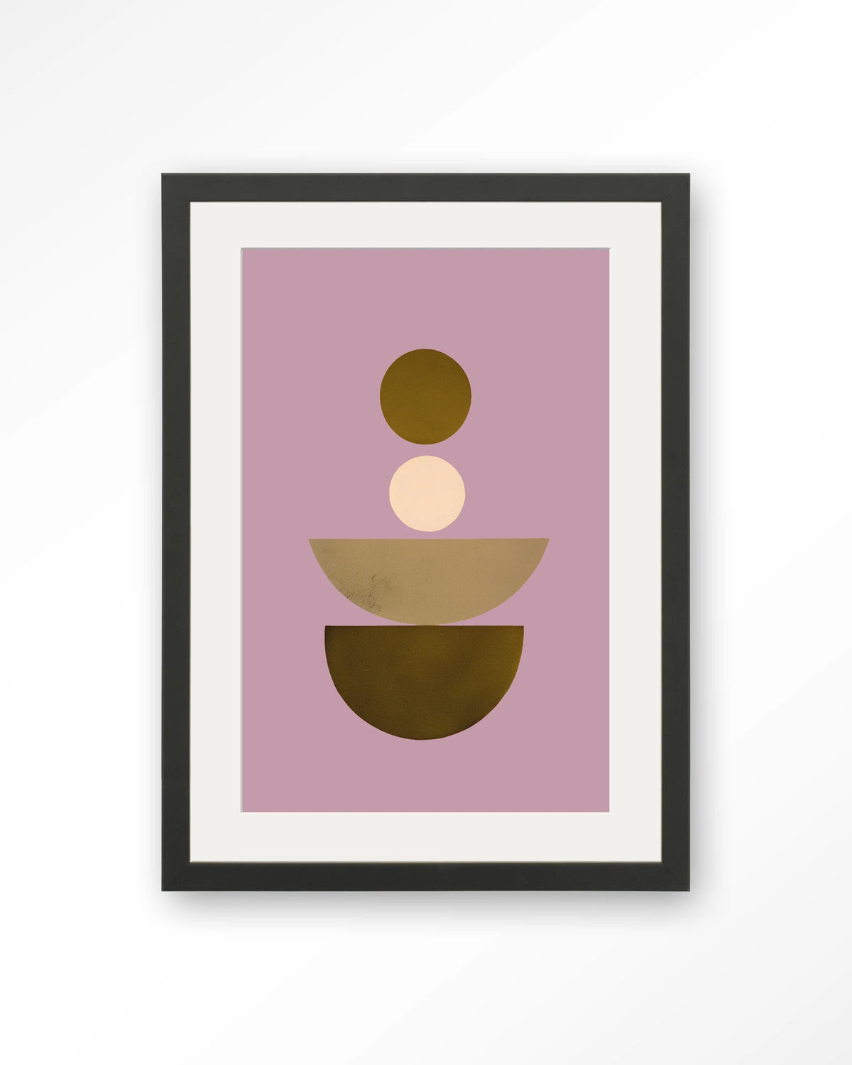 Forma 1 Lilac Wandkleed – abstracte vormen op lila – Art print – Hout zwart + passe-partout