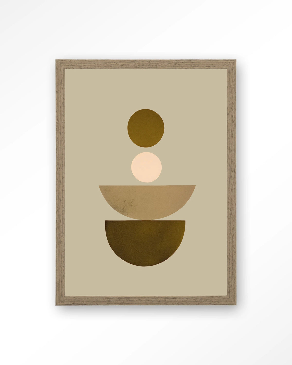 Forma 1 Beige – geometrisch abstract in beige – Art print – Hout bruin