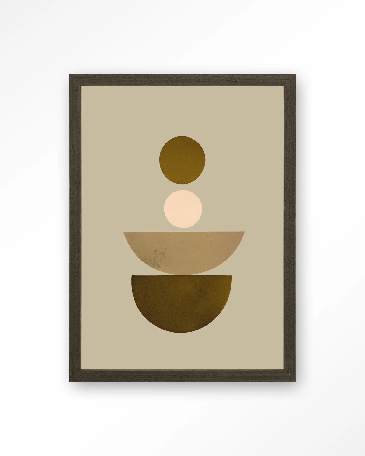 Forma 1 Beige – geometrisch abstract in beige – Art print – Hout donkerbruin