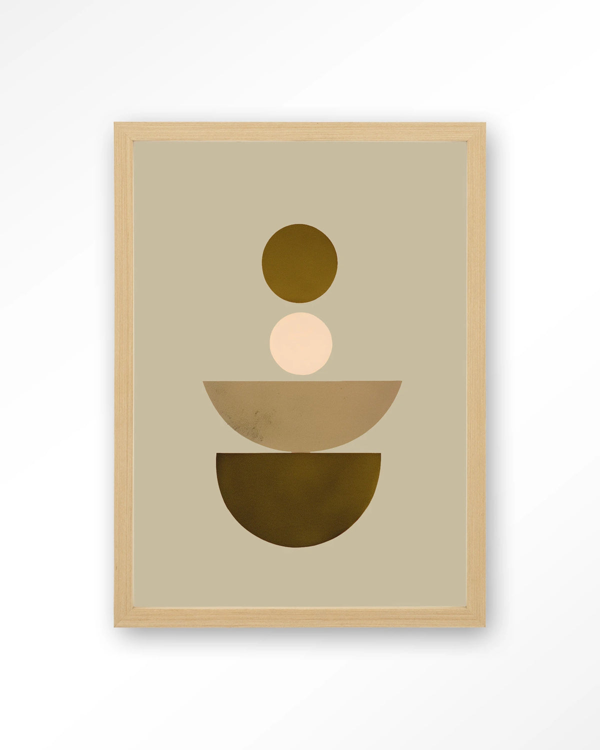 Forma 1 Beige – geometrisch abstract in beige – Art print – Hout naturel