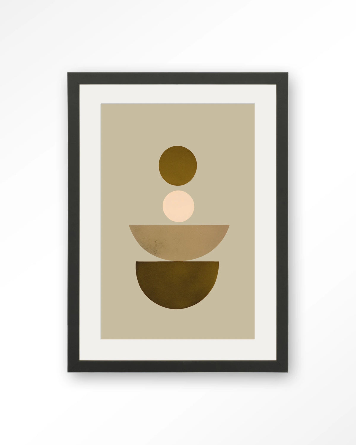 Forma 1 Beige – geometrisch abstract in beige – Art print – Hout zwart + passe-partout