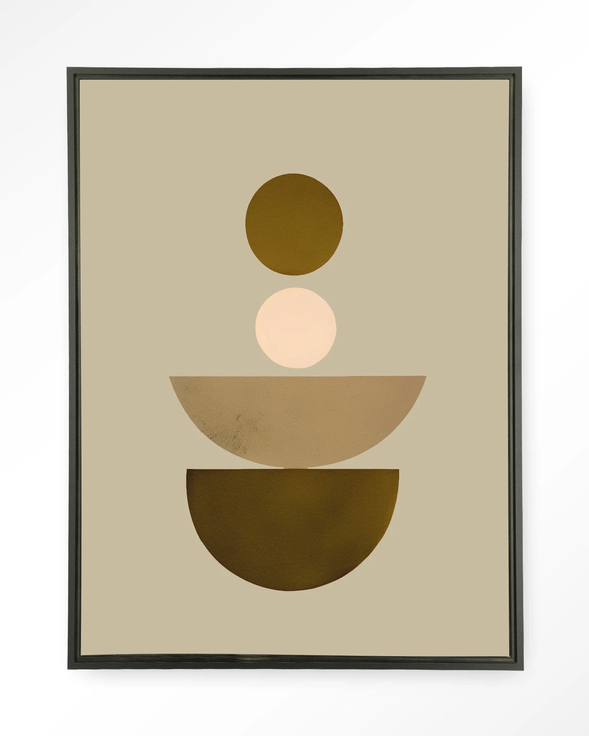 Forma 1 Beige – geometrisch abstract in beige – Wandkleed – Floating frame – zwart