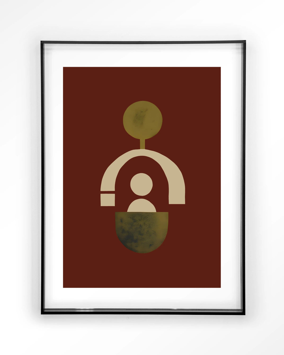 Forma 2 Red – abstracte vormen op rood – Art print – Acryl zwart
