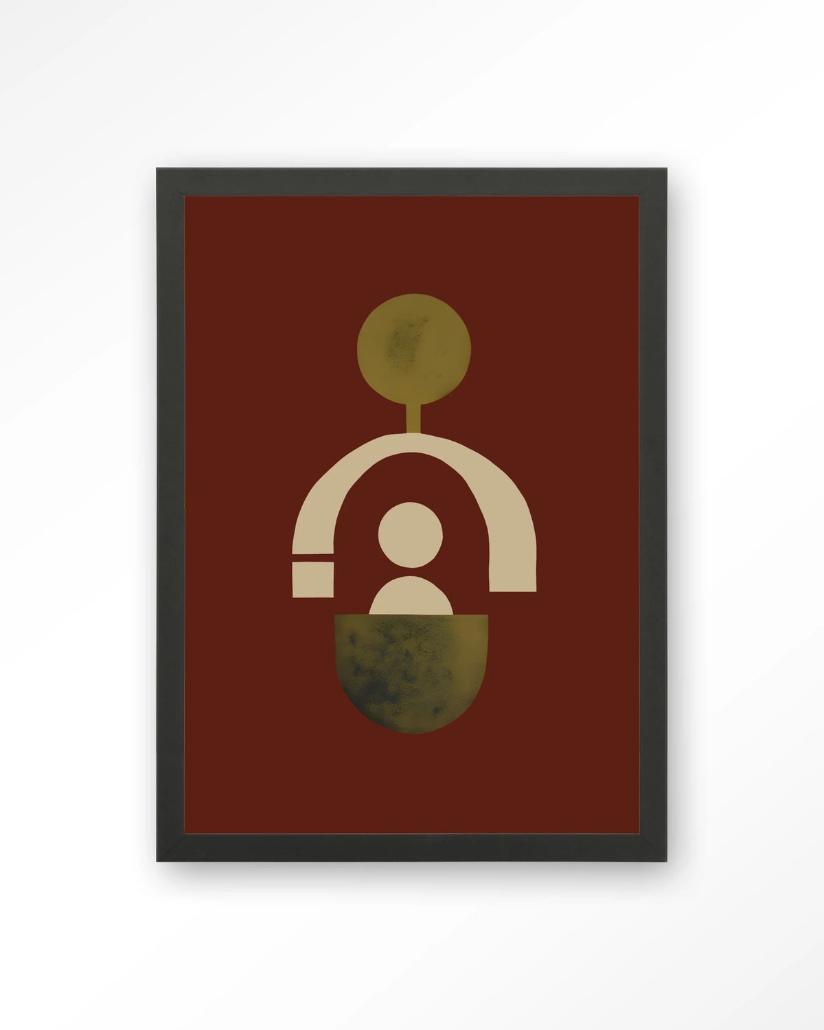 Forma 2 Red – abstracte vormen op rood – Art print – Hout zwart
