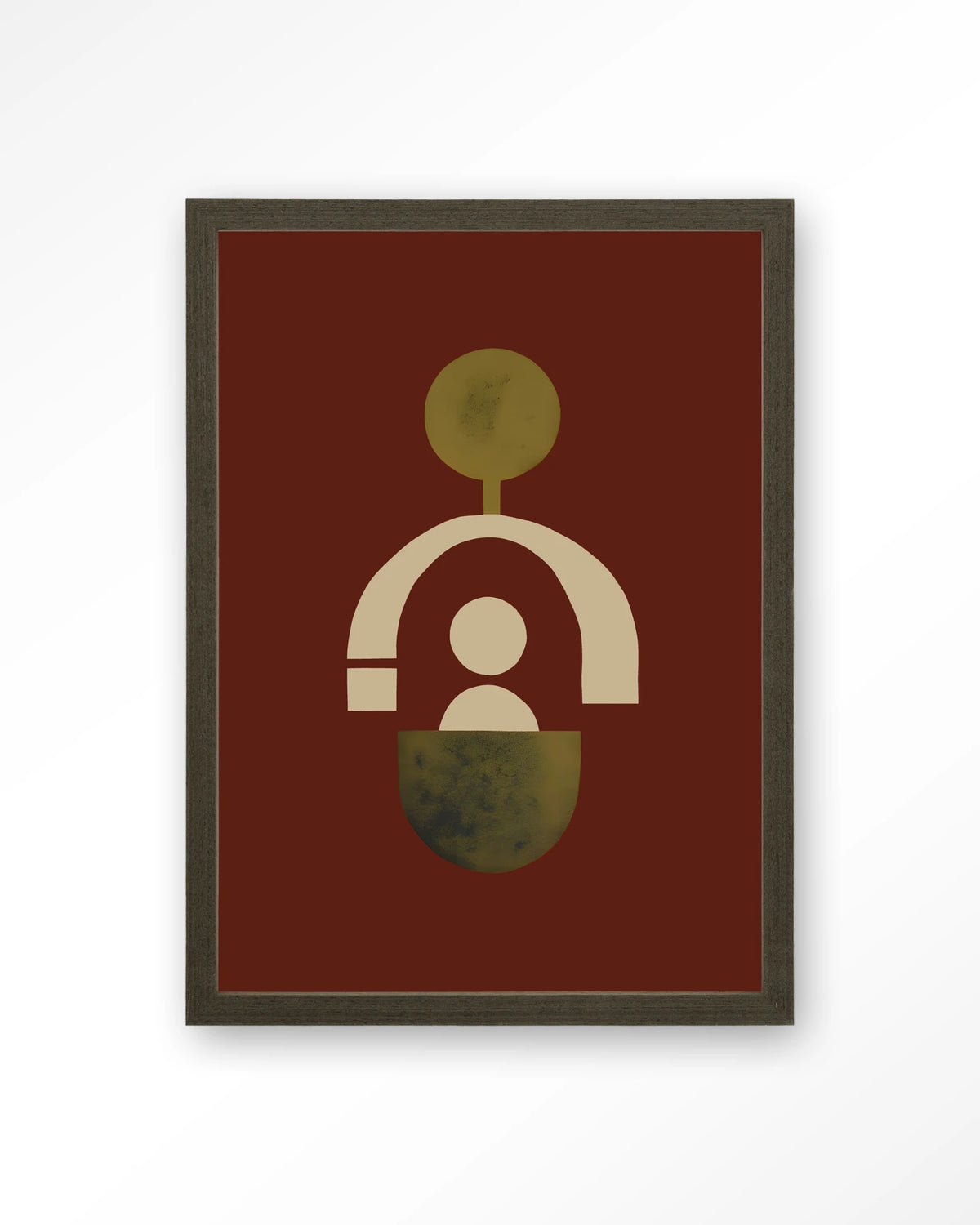 Forma 2 Red – abstracte vormen op rood – Art print – Hout donkerbruin