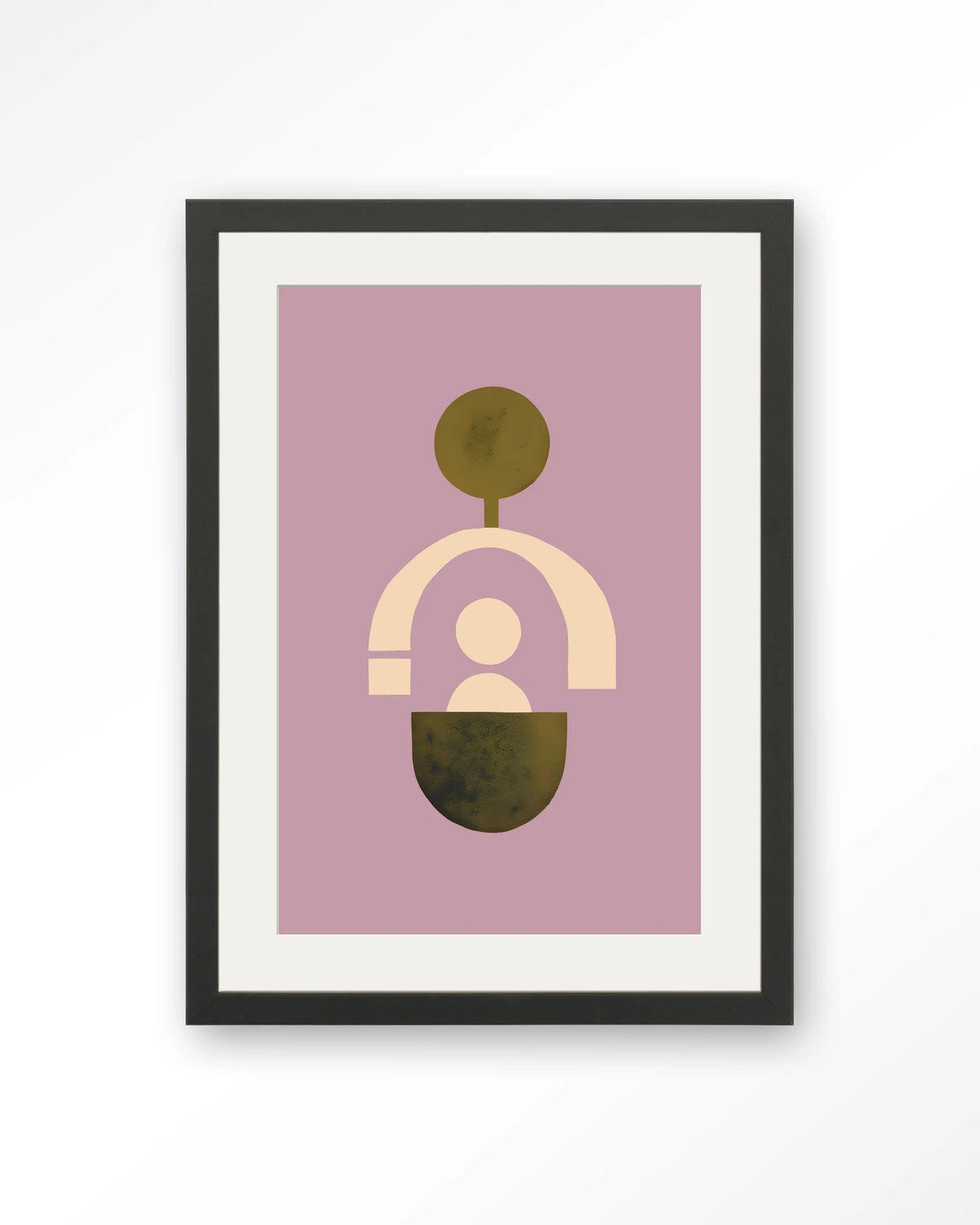Forma 2 Lilac – geometrisch abstract in lila en roze – Art print – Hout zwart + passe-partout