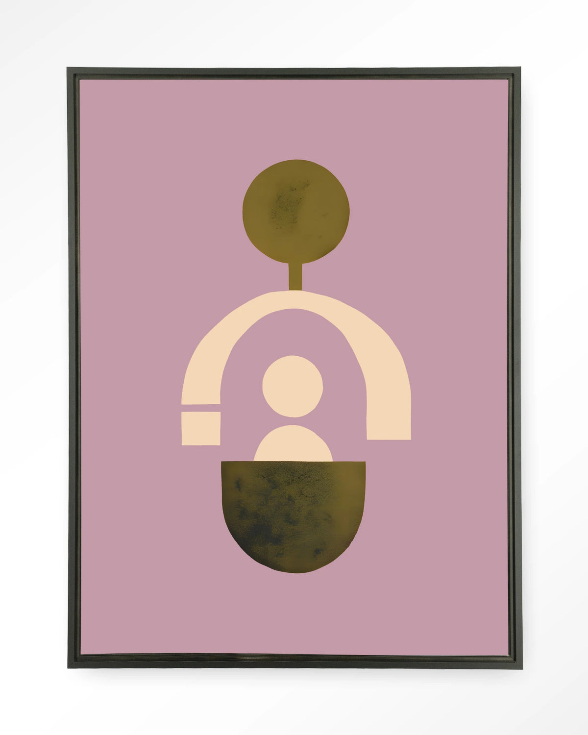 Forma 2 Lilac – geometrisch abstract in lila en roze – Wandkleed – Floating frame – zwart