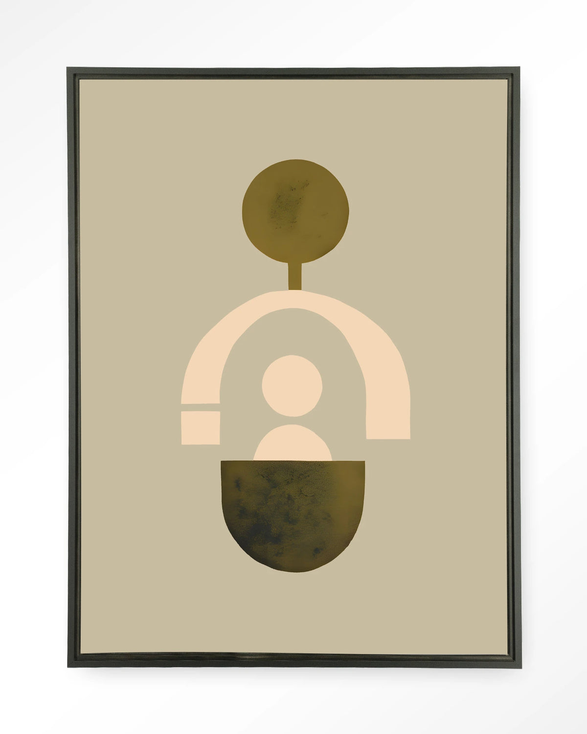 Forma 2 Beige Wandkleed – abstract geometrisch in beige – Wandkleed – Floating frame – zwart