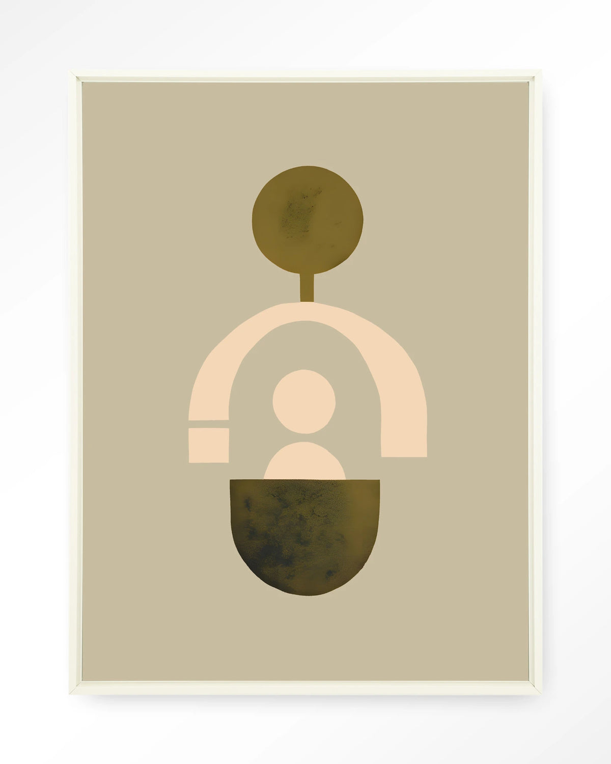 Forma 2 Beige Wandkleed – abstract geometrisch in beige – Wandkleed – Floating frame – wit