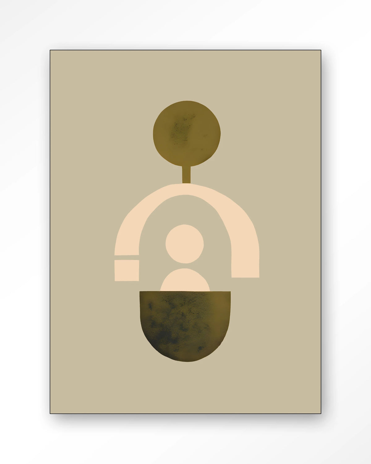 Forma 2 Beige Wandkleed – abstract geometrisch in beige – Wandkleed – Frame – zwart