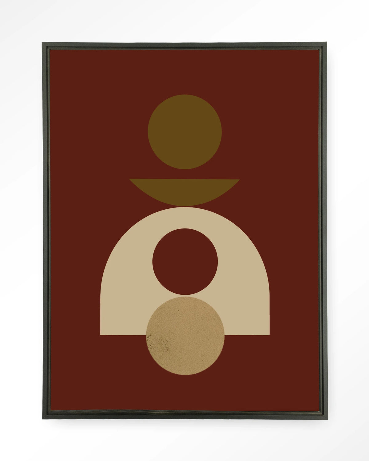 Forma 4 Mint – geometrisch abstract in bordeaux – Wandkleed – Floating frame – zwart
