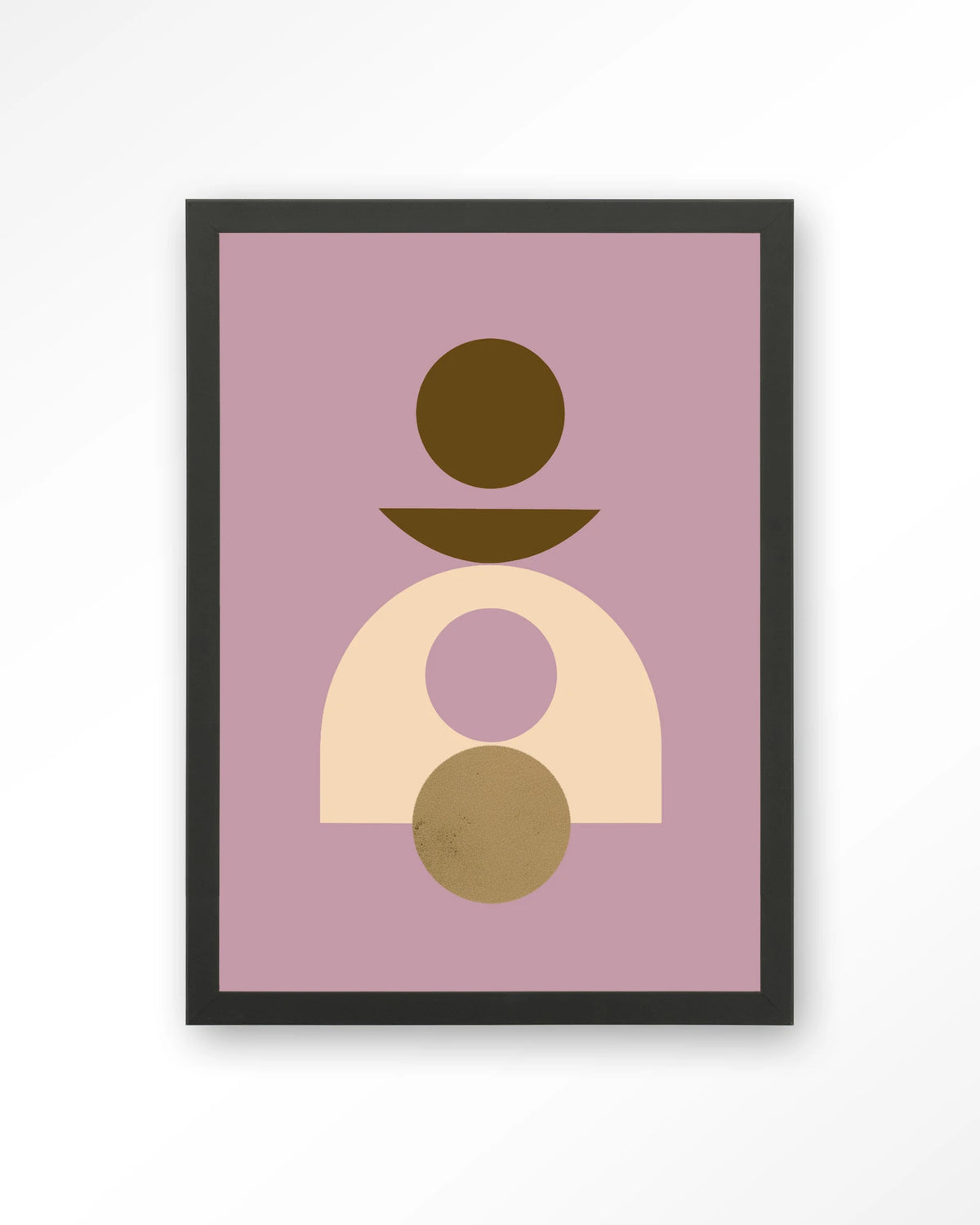 Forma 4 Lilac – abstract met cirkels op lila achtergrond – Art print – Hout zwart