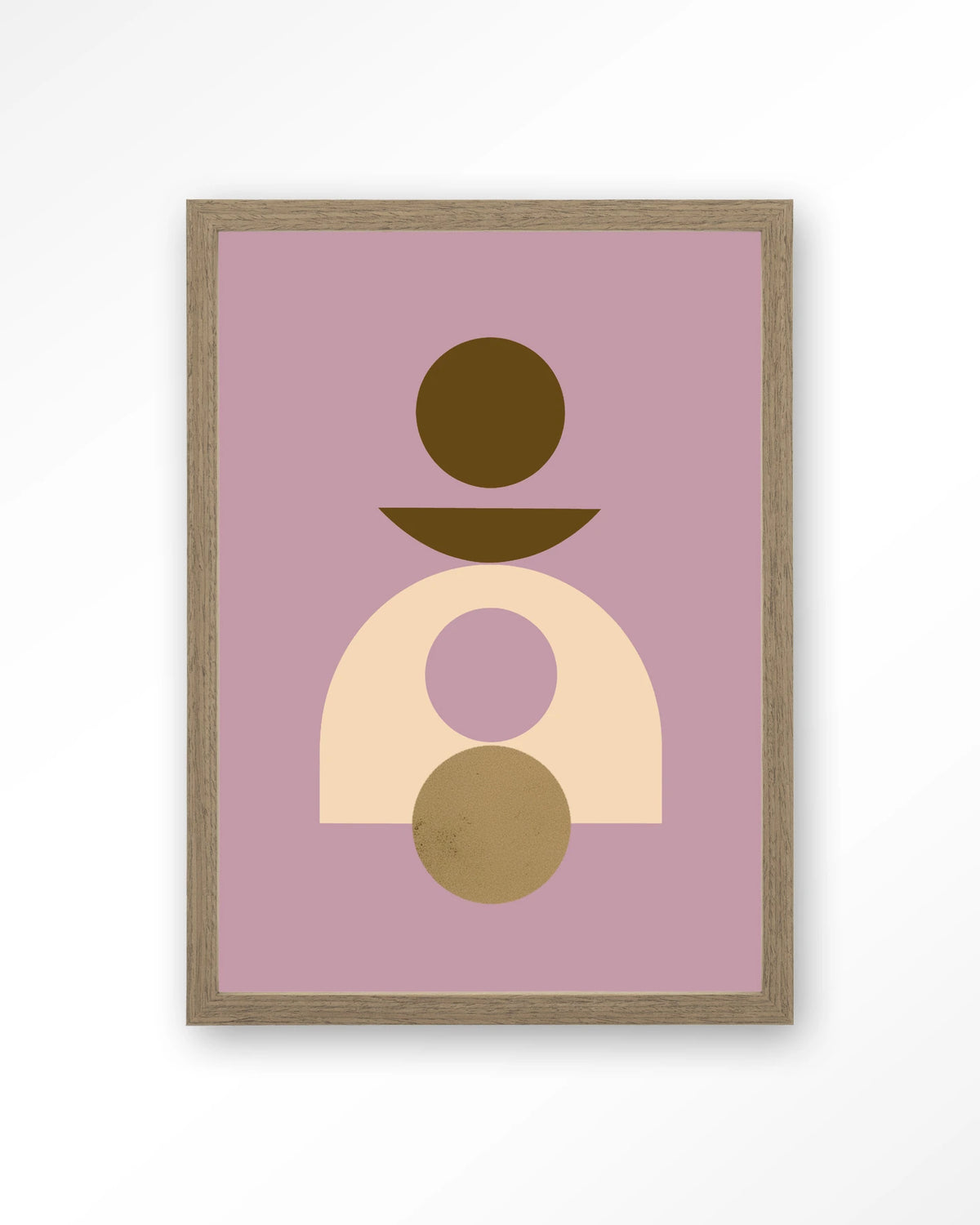 Forma 4 Lilac – abstract met cirkels op lila achtergrond – Art print – Hout bruin