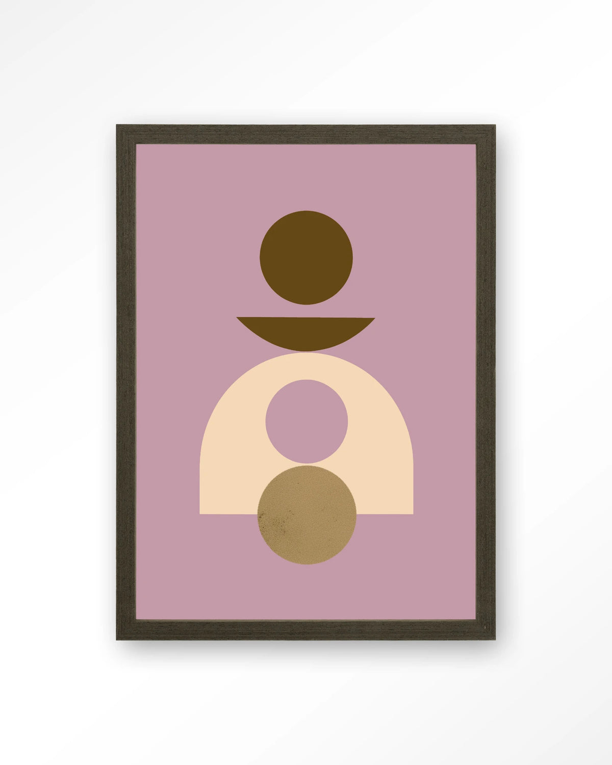 Forma 4 Lilac – abstract met cirkels op lila achtergrond – Art print – Hout donkerbruin