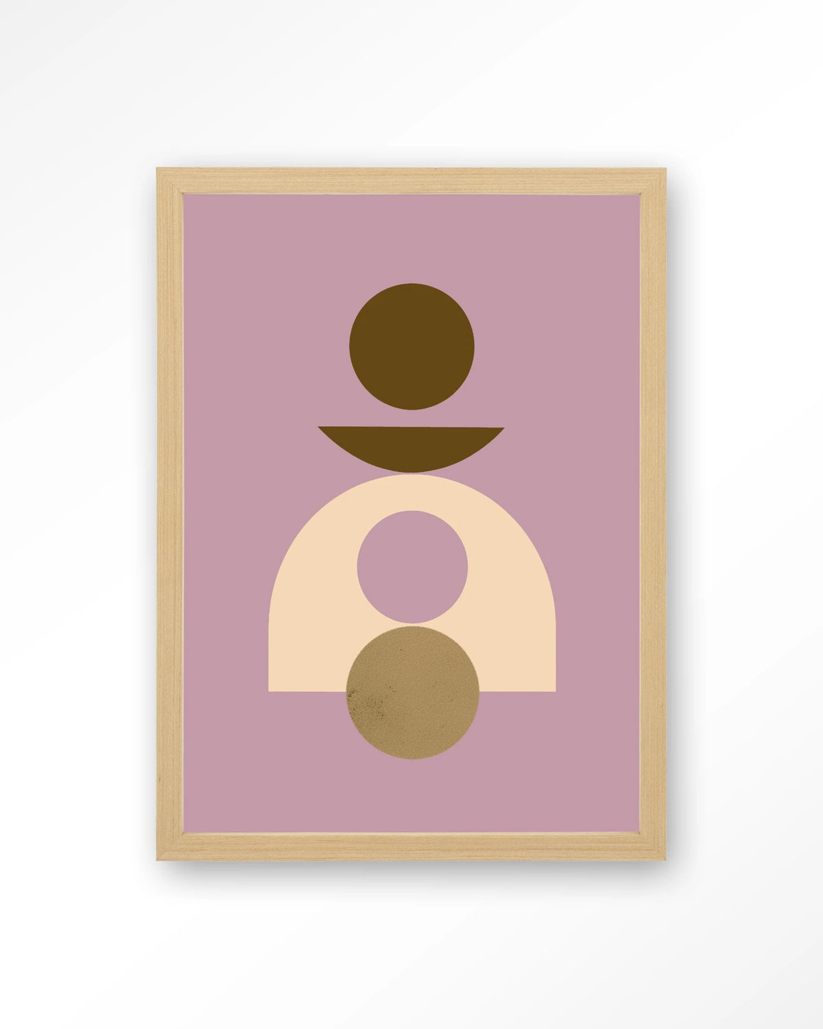 Forma 4 Lilac – abstract met cirkels op lila achtergrond – Art print – Hout naturel