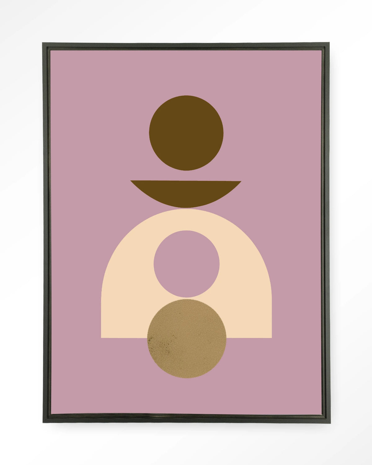 Forma 4 Lilac – abstract met cirkels op lila achtergrond – Wandkleed – Floating frame – zwart