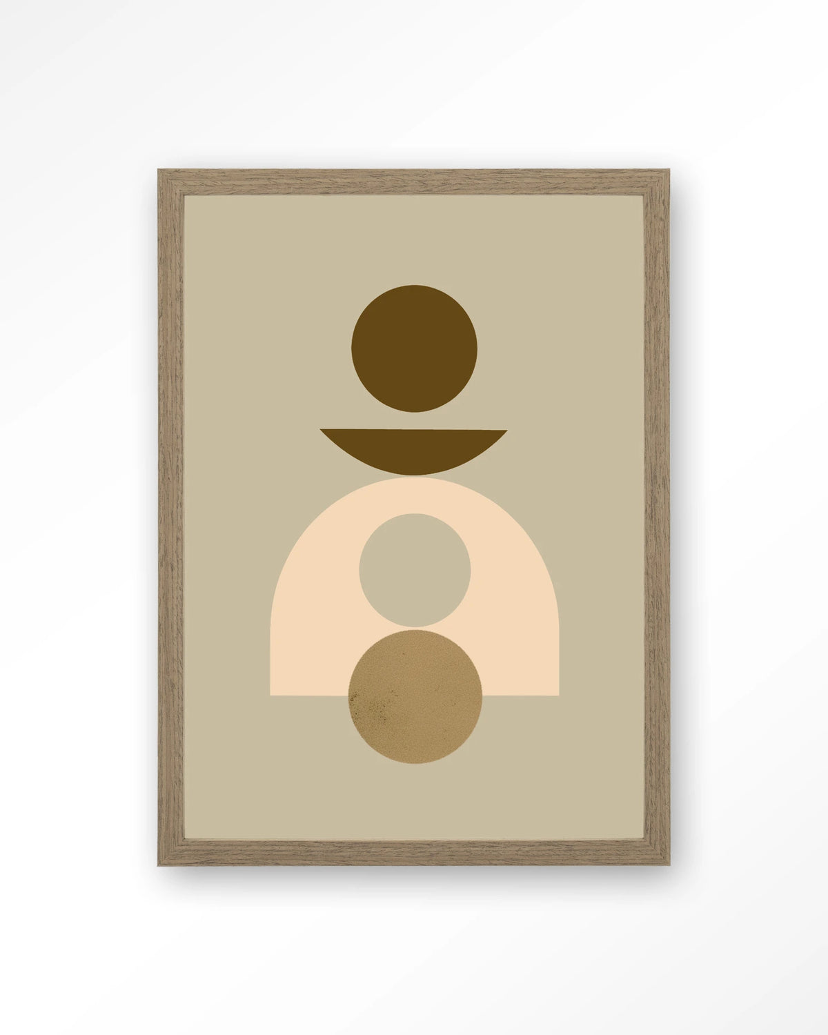 Forma 4 Beige – abstract geometrisch in beige – Art print – Hout bruin