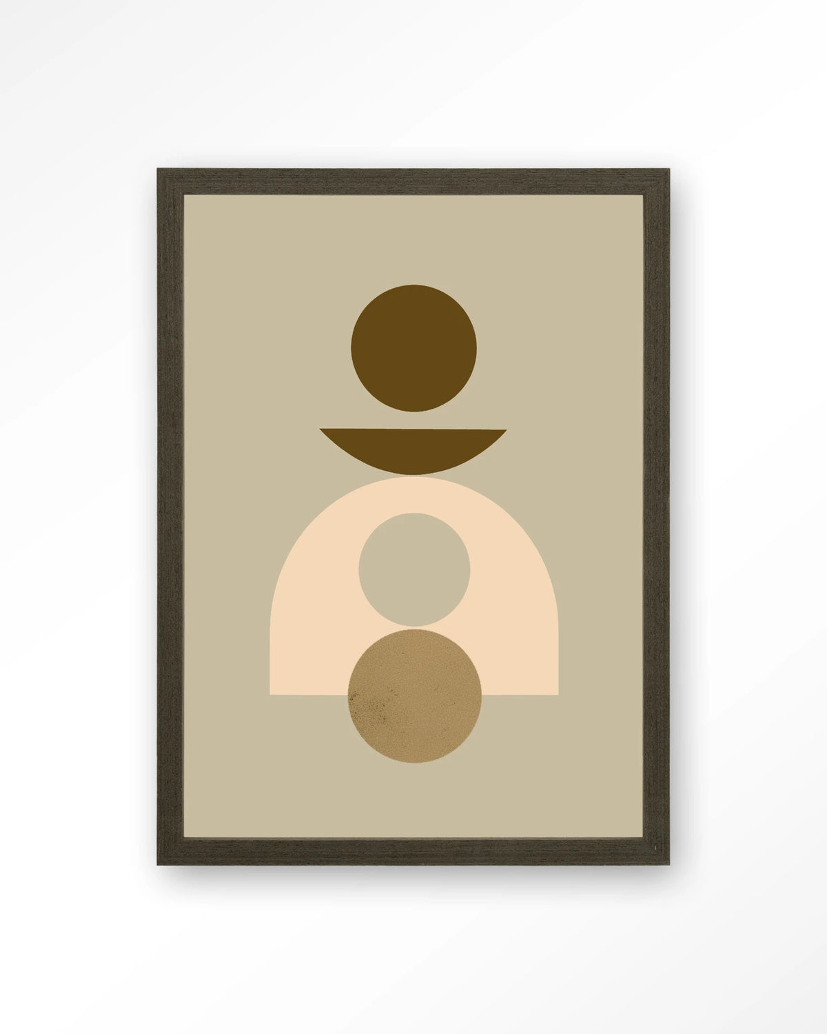 Forma 4 Beige – abstract geometrisch in beige – Art print – Hout donkerbruin