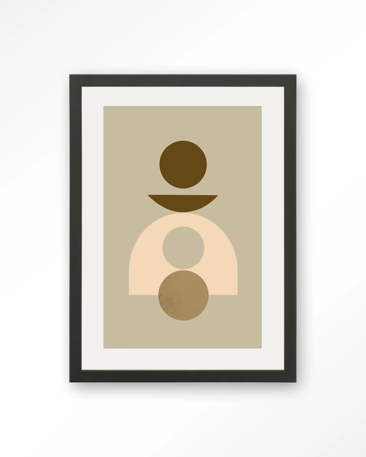 Forma 4 Beige – abstract geometrisch in beige – Art print – Hout zwart + passe-partout