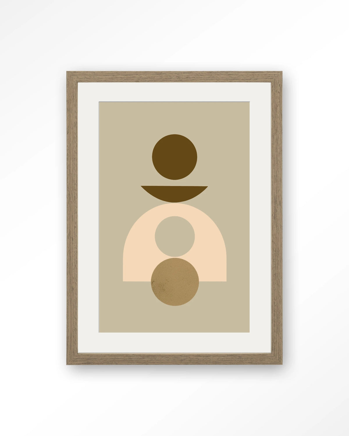 Forma 4 Beige – abstract geometrisch in beige – Art print – Hout bruin + passe-partout
