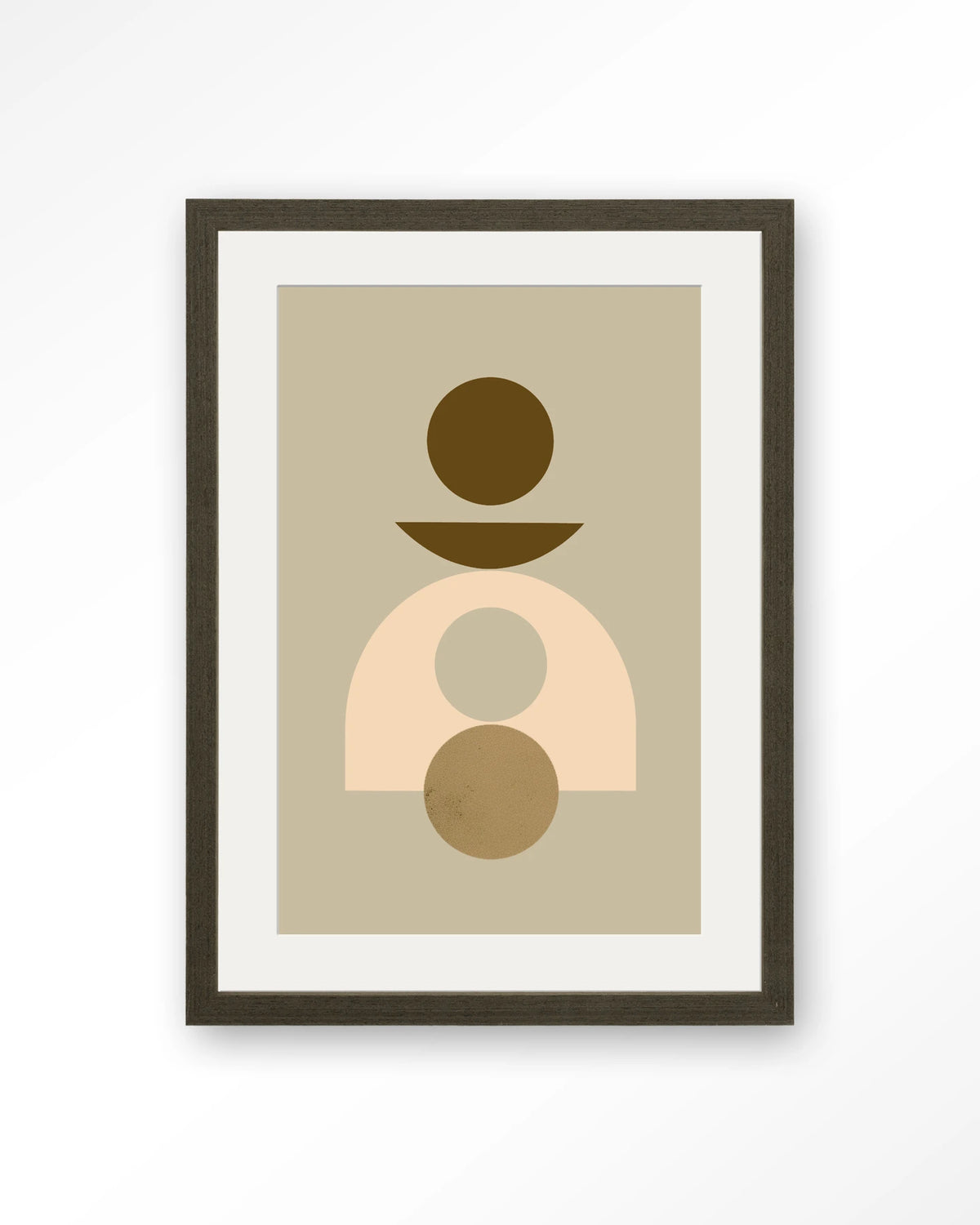 Forma 4 Beige – abstract geometrisch in beige – Art print – Hout donkerbruin + passe-partout