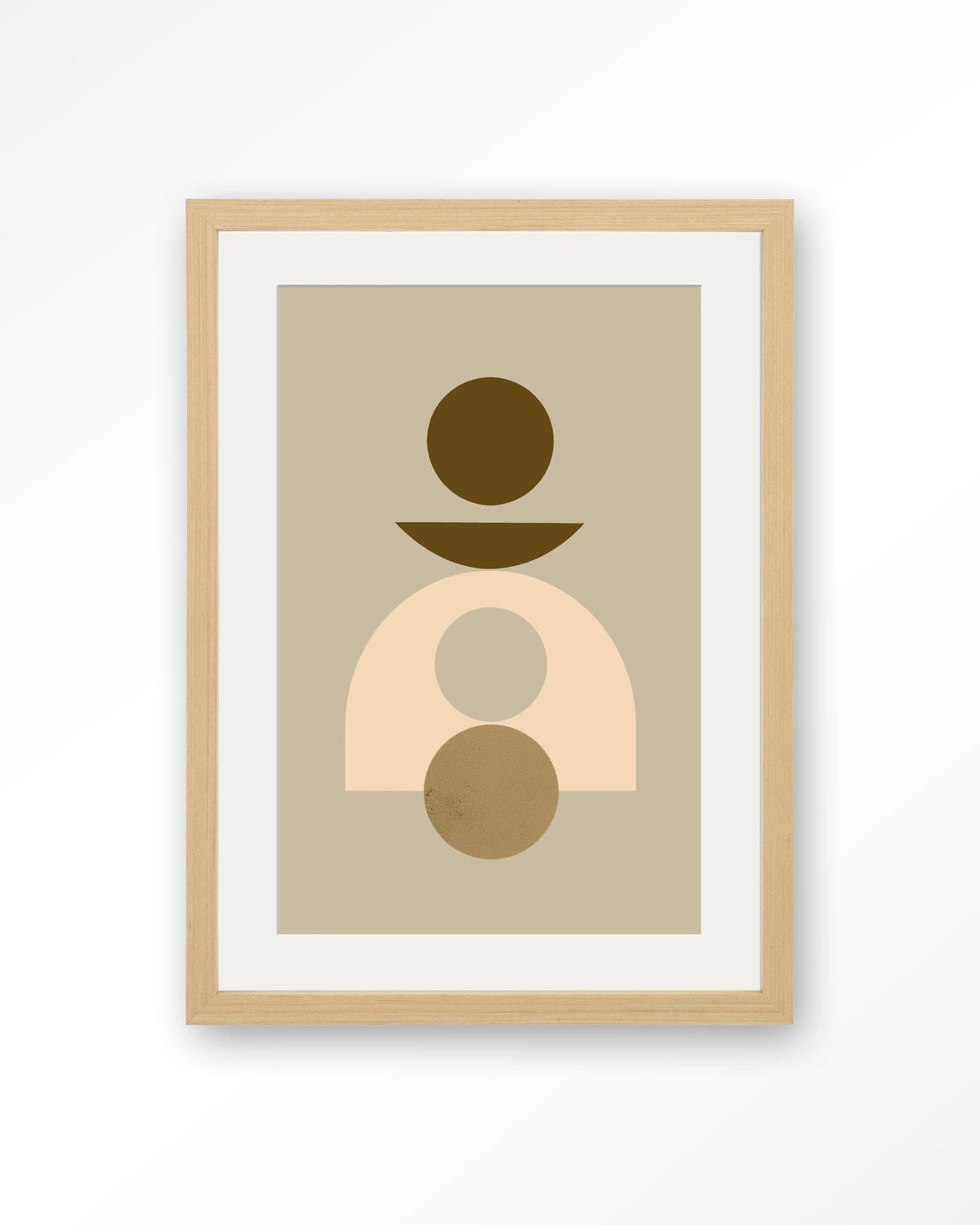 Forma 4 Beige – abstract geometrisch in beige – Art print – Hout naturel + passe-partout