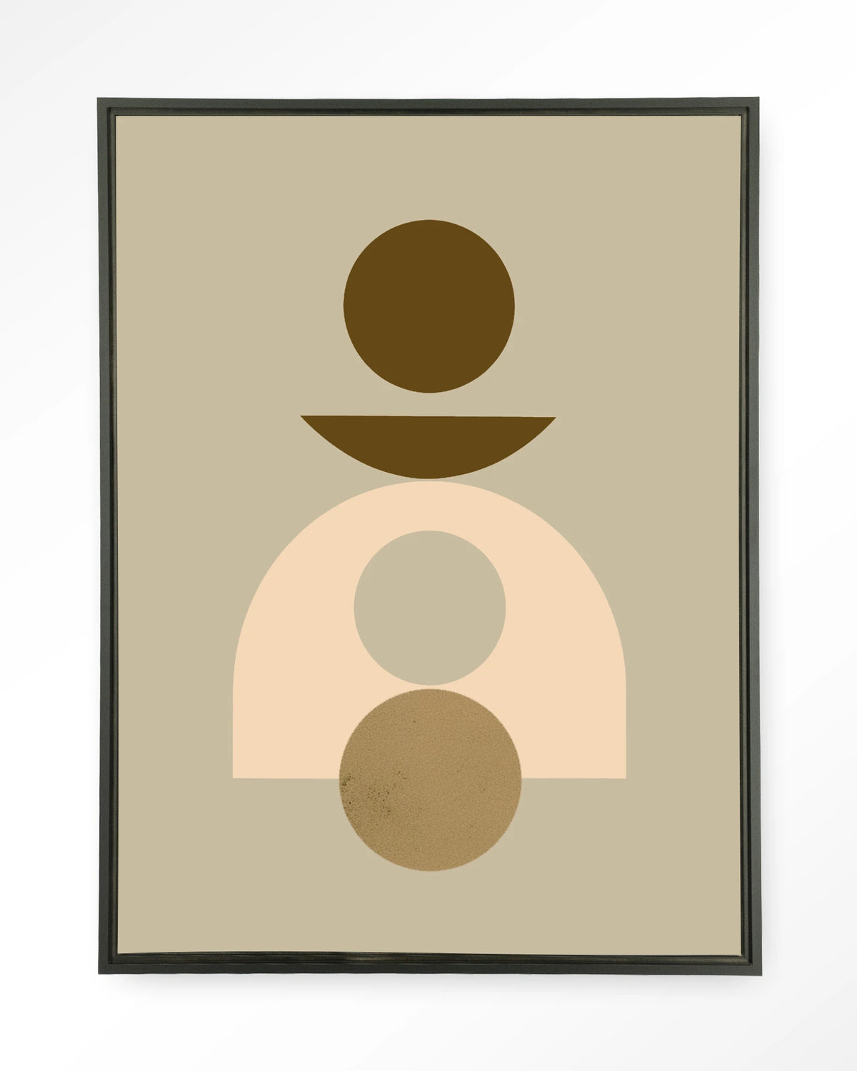 Forma 4 Beige – abstract geometrisch in beige – Wandkleed – Floating frame – zwart
