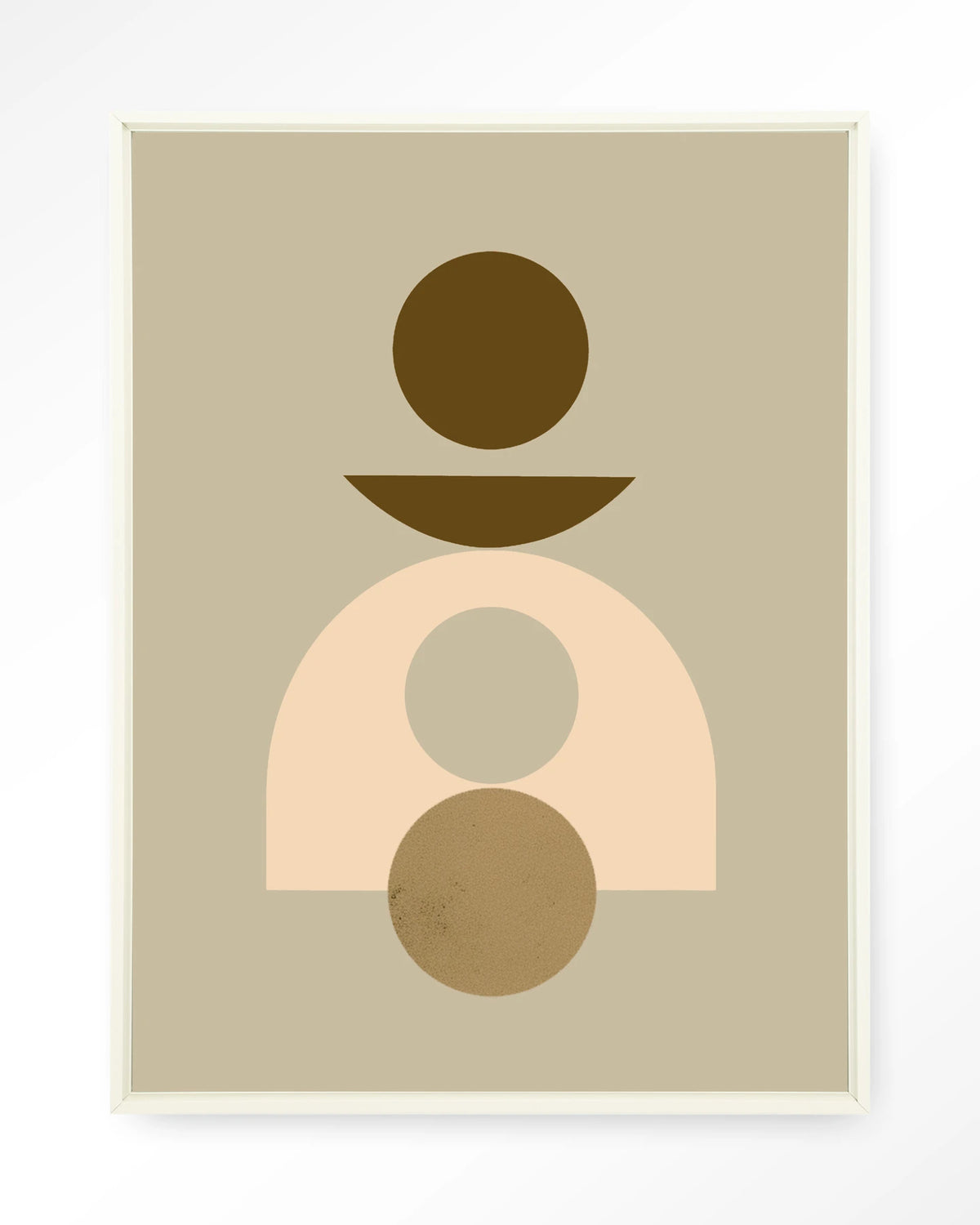 Forma 4 Beige – abstract geometrisch in beige – Wandkleed – Floating frame – wit