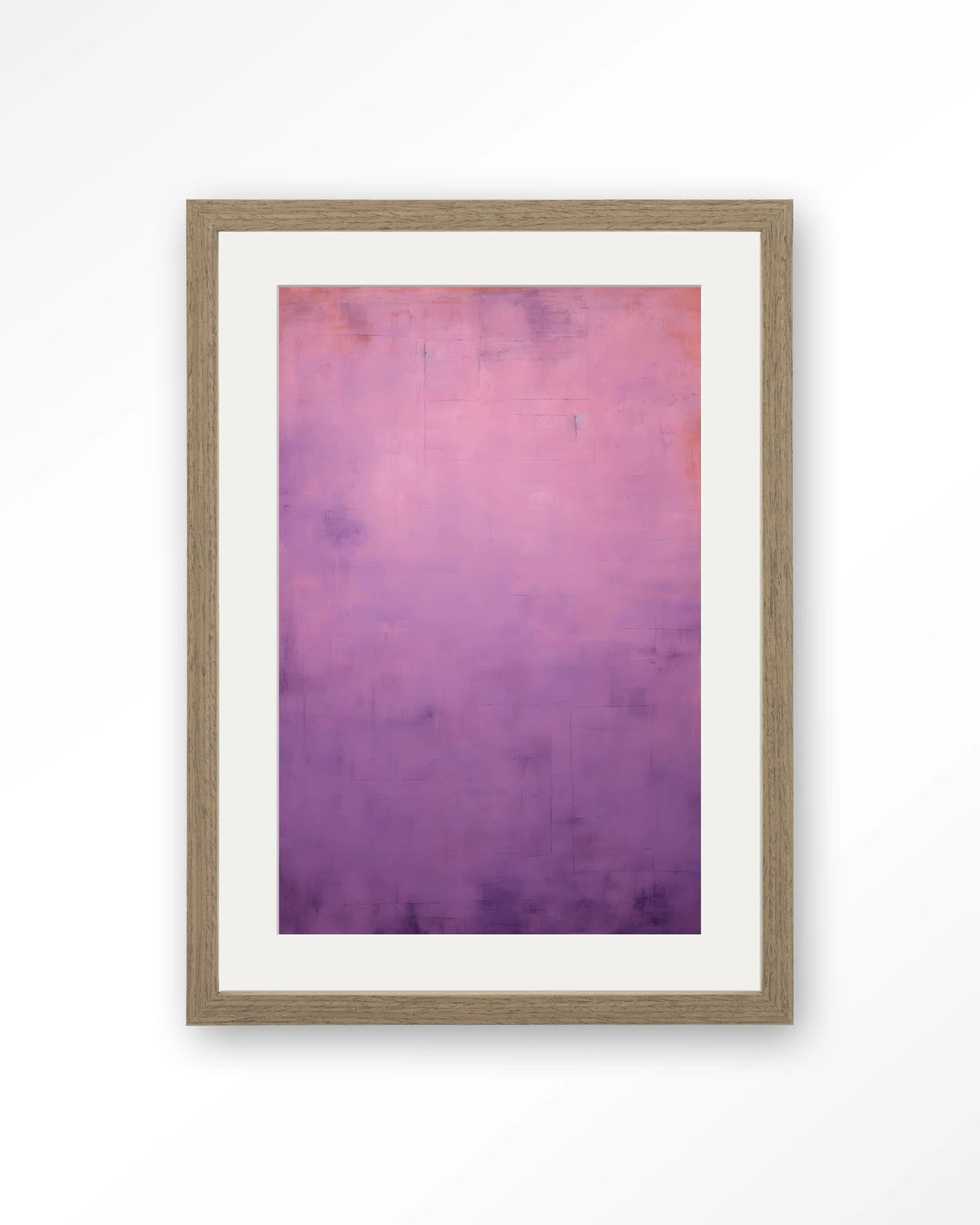Purple Wandkleed – abstract in paars – Art print – Hout bruin + passe-partout