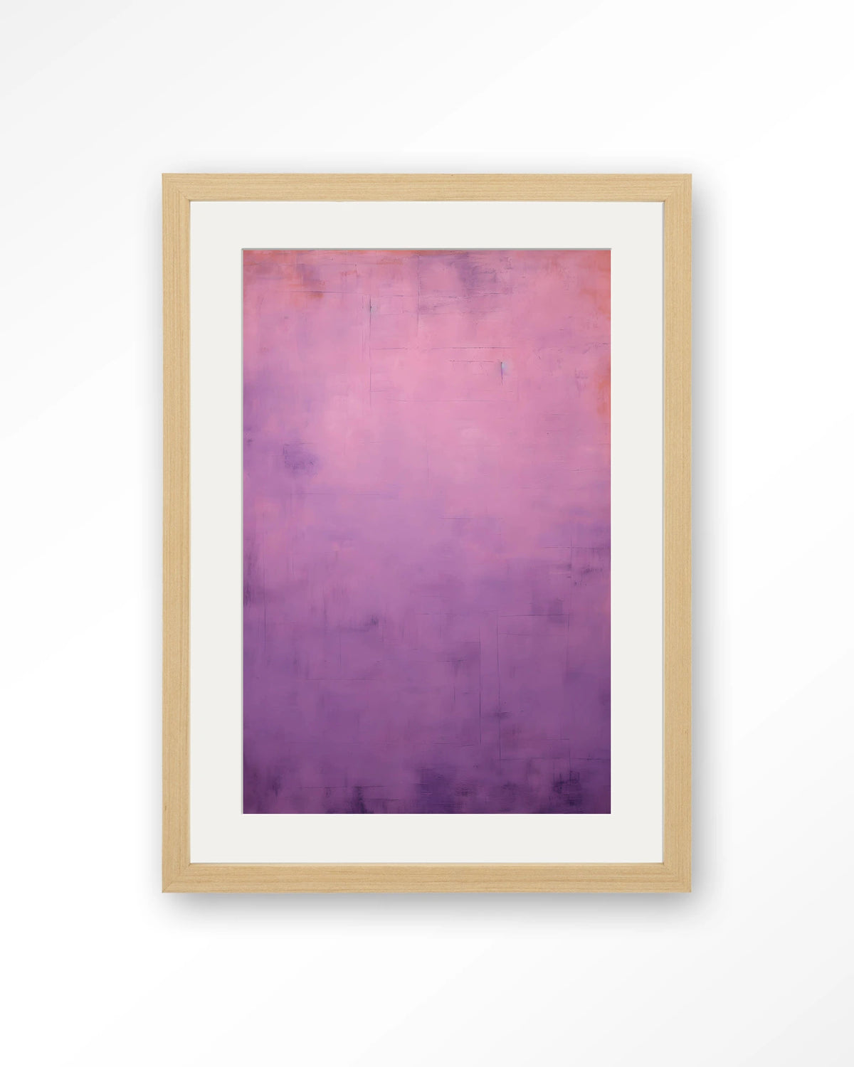 Purple Wandkleed – abstract in paars – Art print – Hout naturel + passe-partout